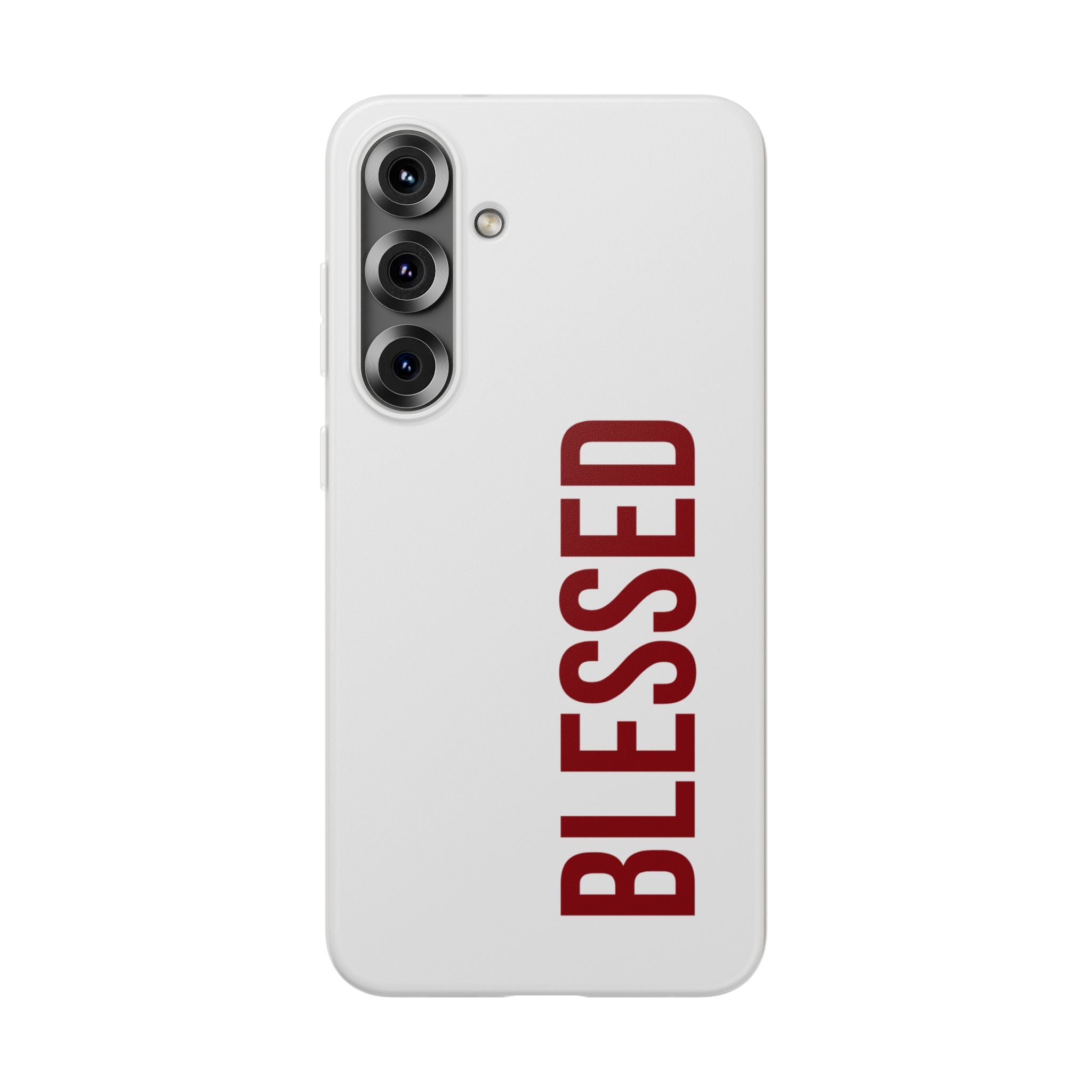Blessed Phone Case — Vertical Red Typography Clear Flexi Case