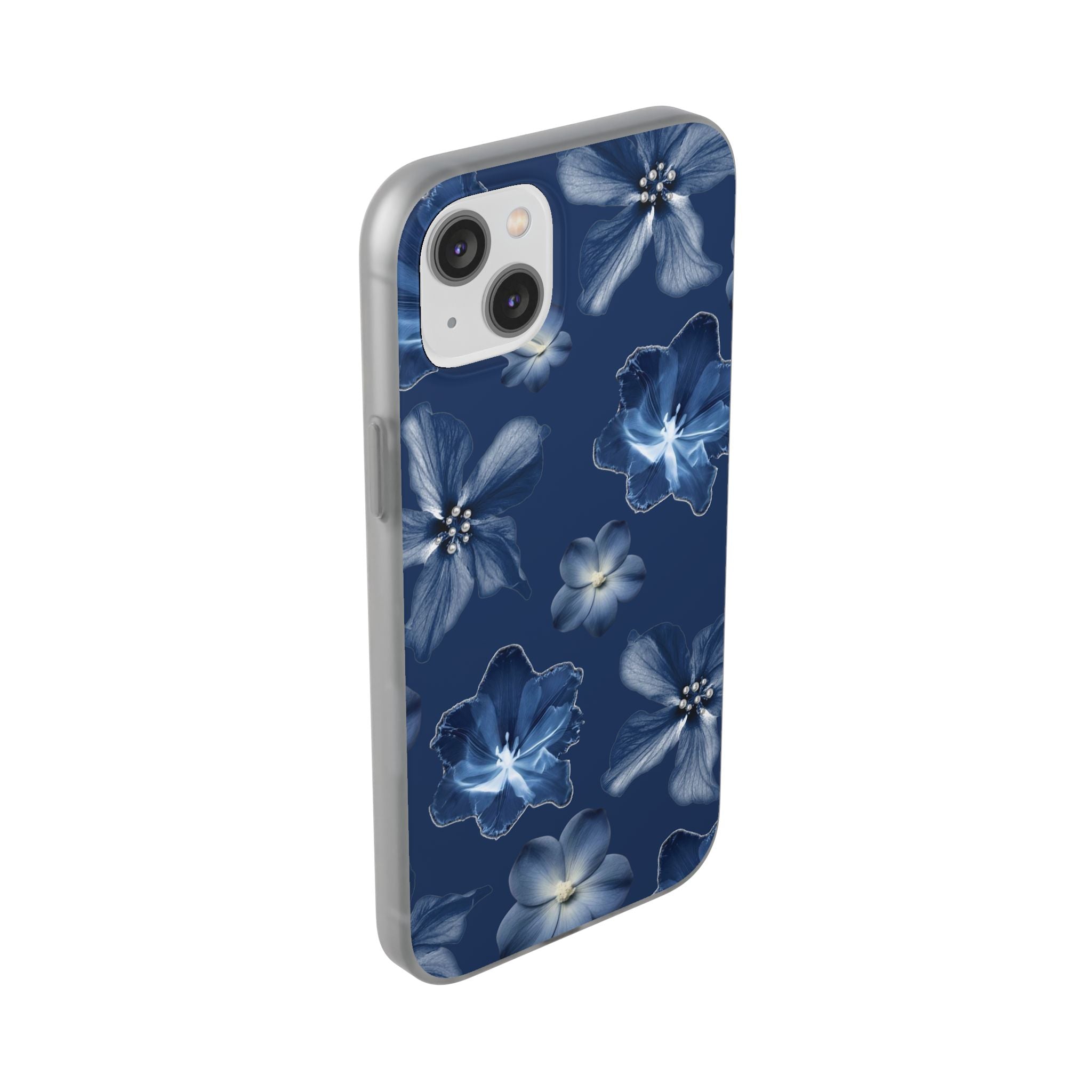 Floral Blue Phone Case — Navy Watercolor Blossom Flexi Case