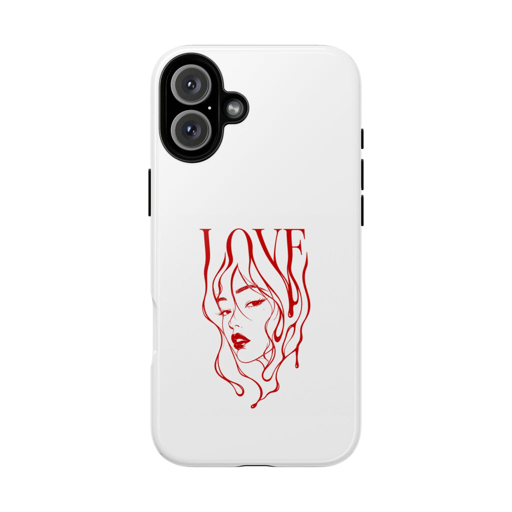 Red Line Art 'Love' Face Design - Tough Case