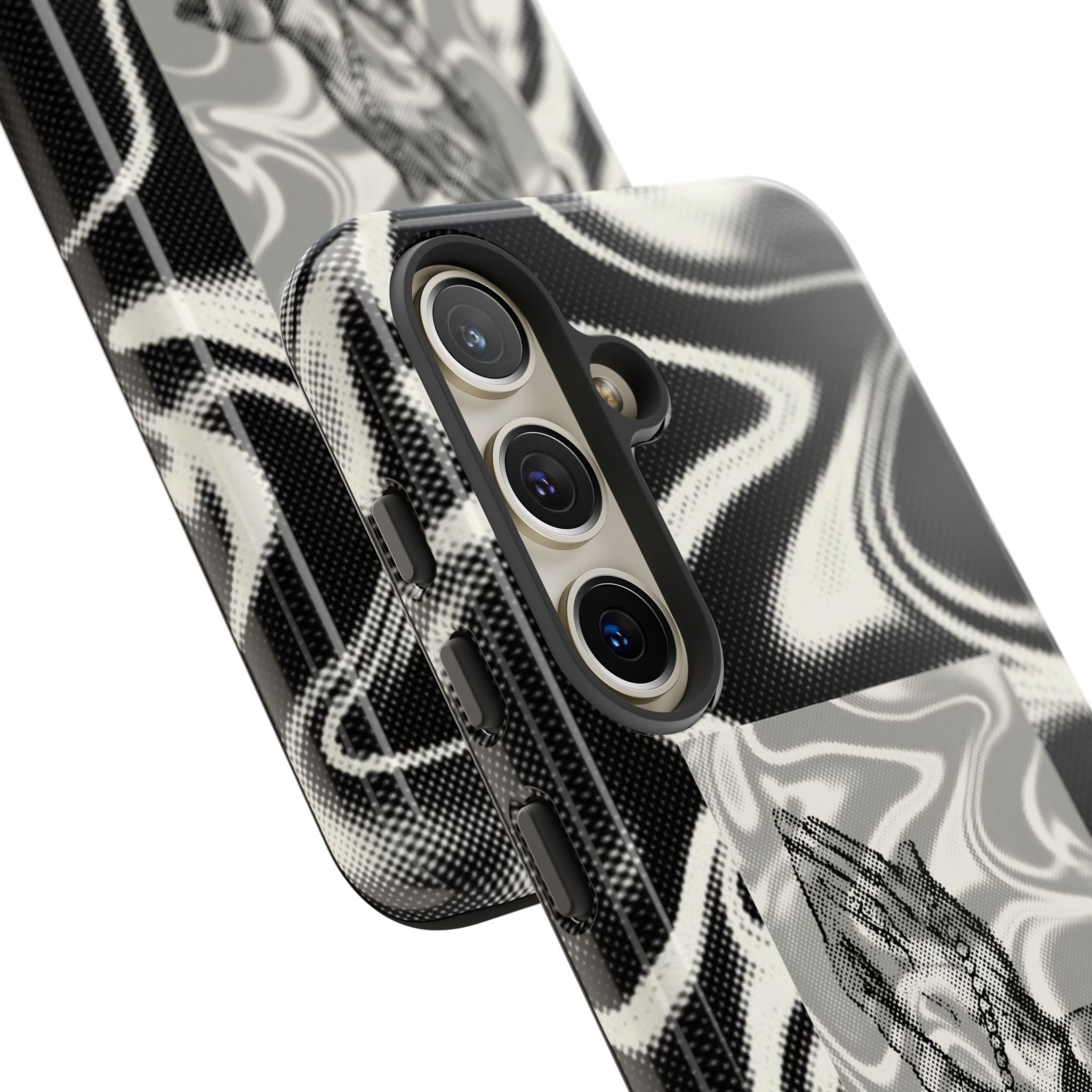 Praying Hands Phone Case – Black White Marble Spiritual Design