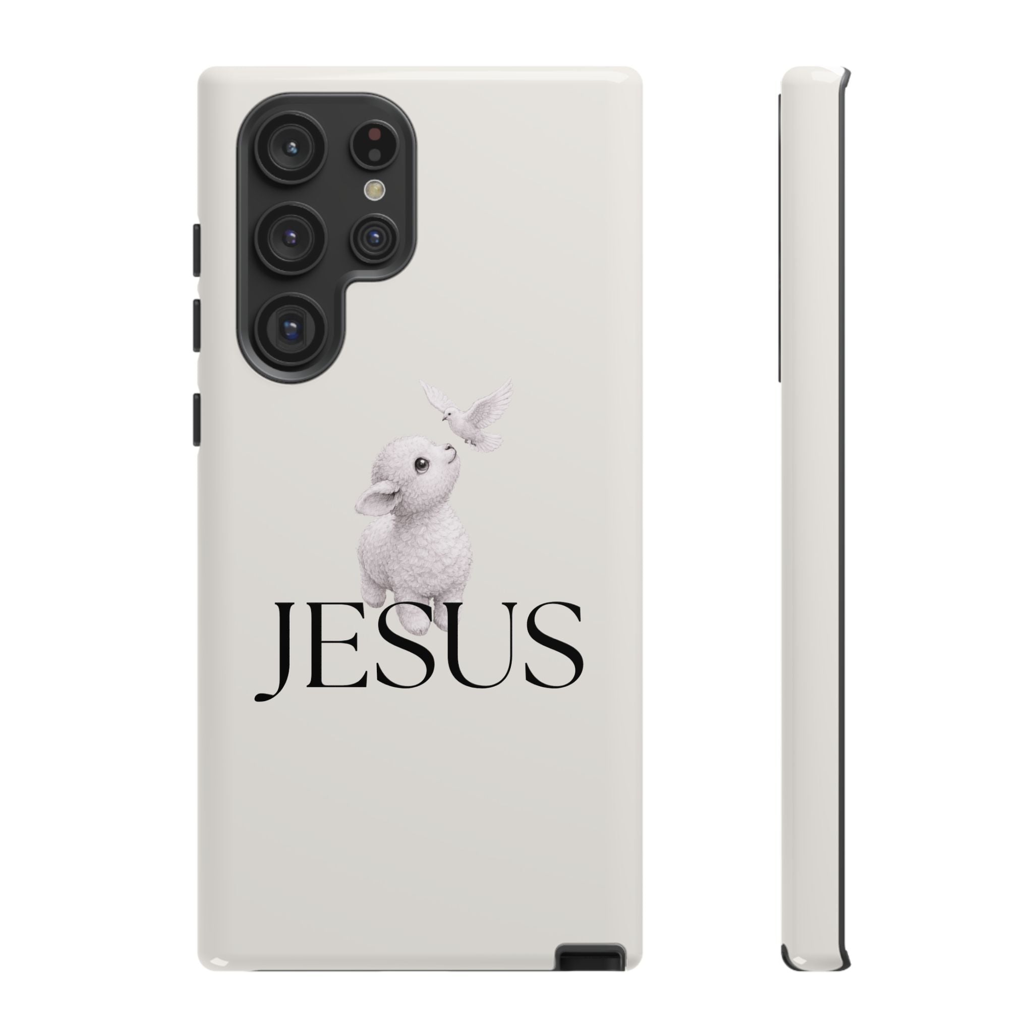 Jesus Lamb Phone Case - Christian Faith iPhone Case with Dove Design