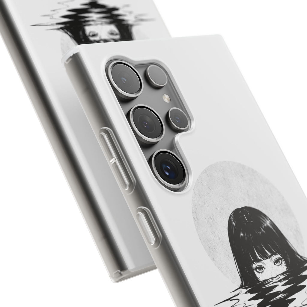 Minimalist Creepy Girl Moon Design