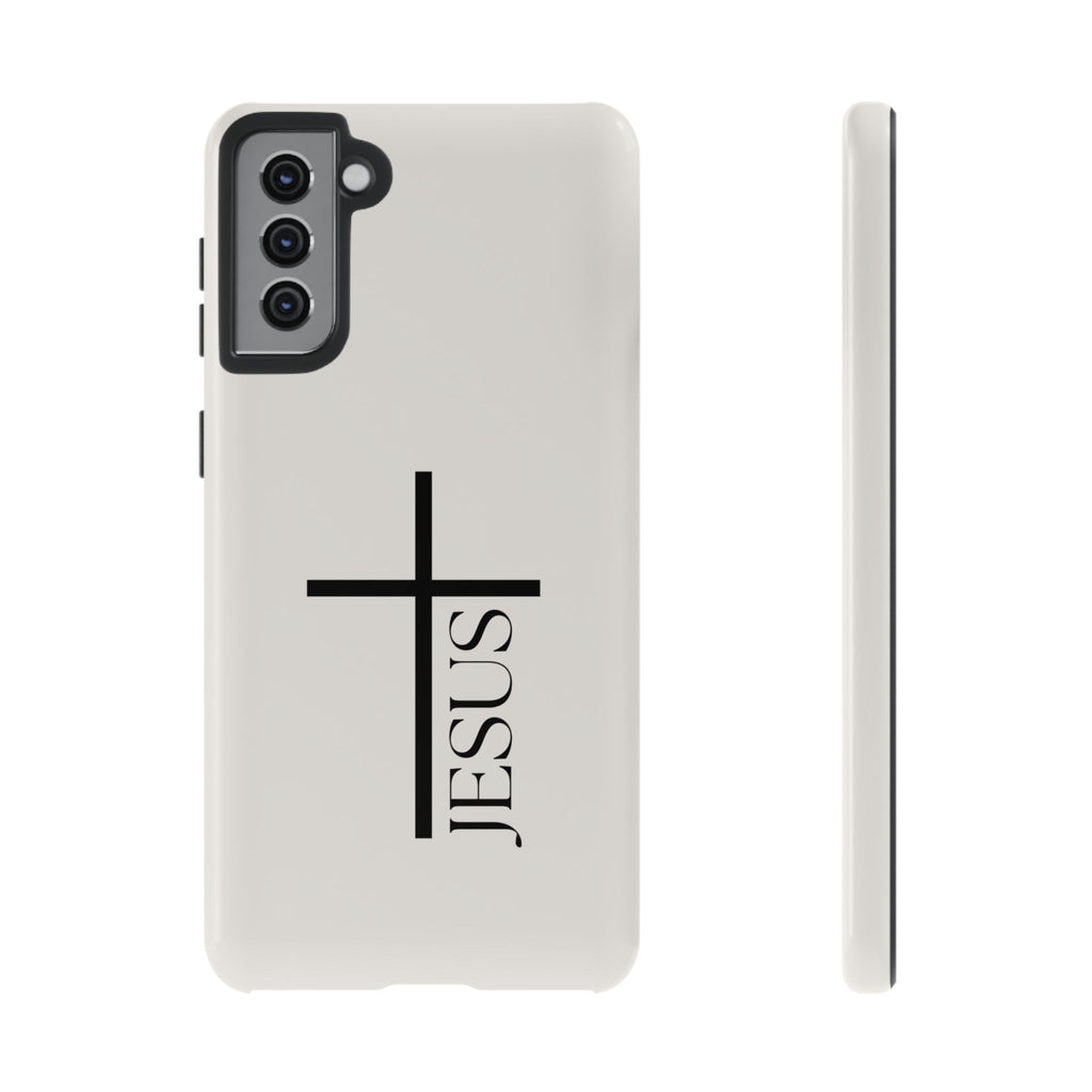 Christian Cross Phone Case - JESUS Vertical Minimalist iPhone Cover
