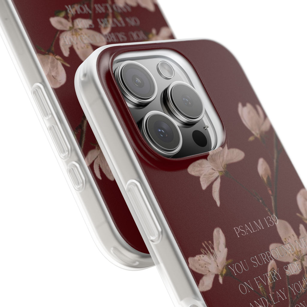 Floral Psalm Phone Case — Psalm 139 Scripture Cherry Blossom iPhone Cover