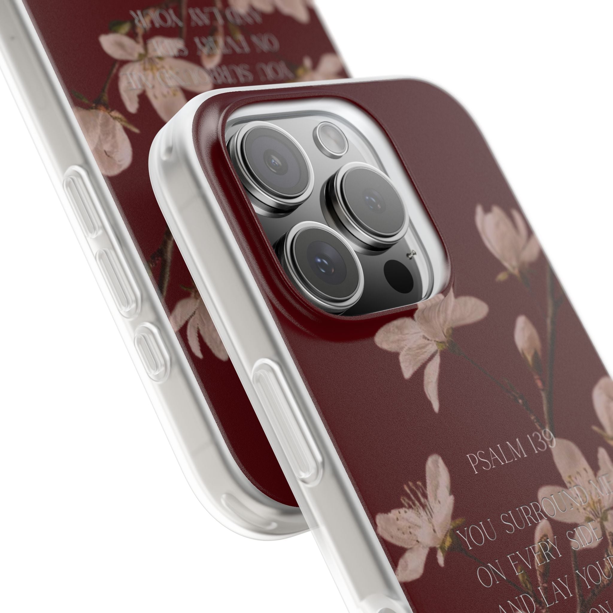 Floral Psalm Phone Case — Psalm 139 Scripture Cherry Blossom iPhone Cover