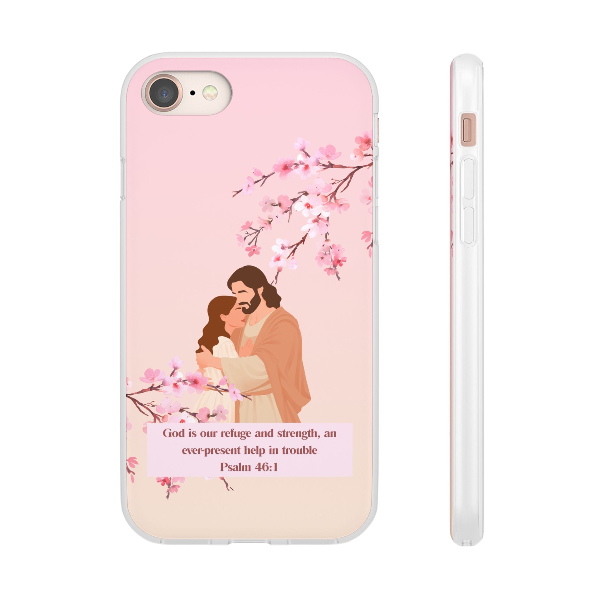 God Is Our Refuge – Psalm 46:1 Cherry Blossom Christian Flexi Phone Case