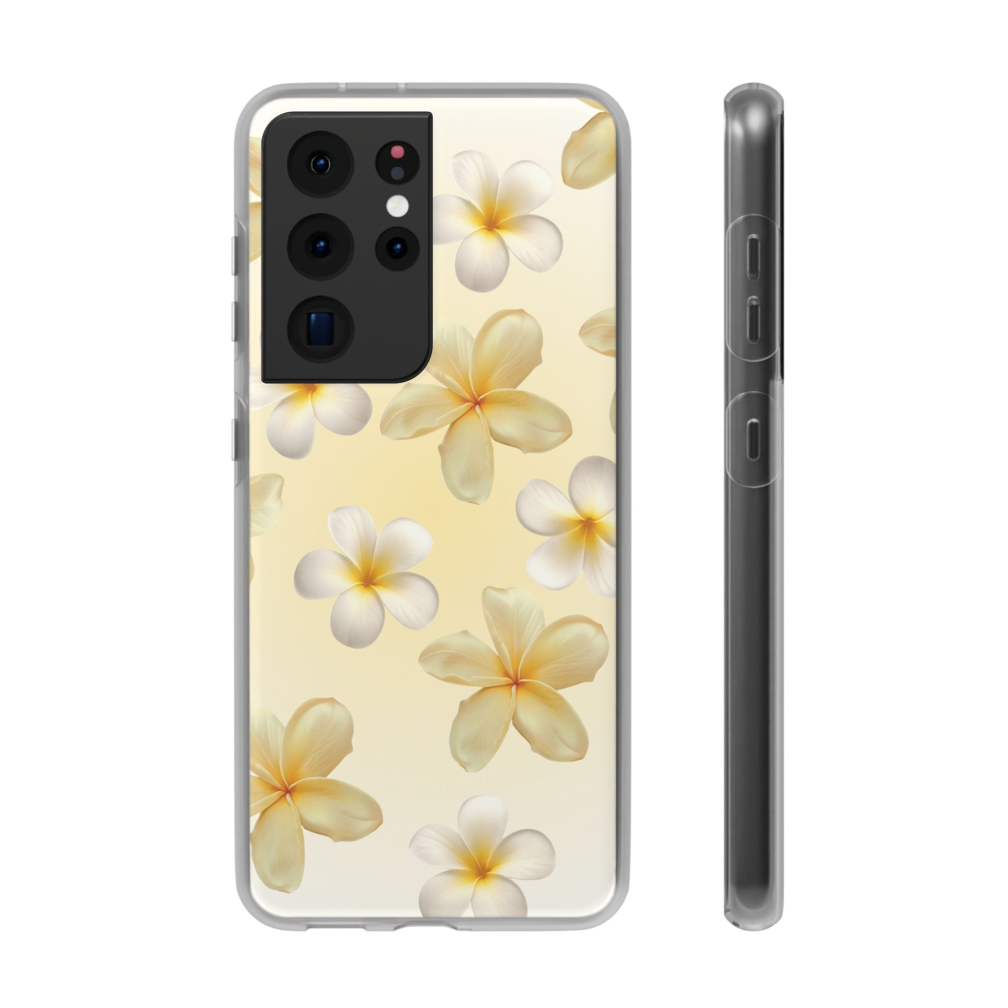 Plumeria Floral Flexi Phone Case — Tropical Yellow Flower Protective Cover