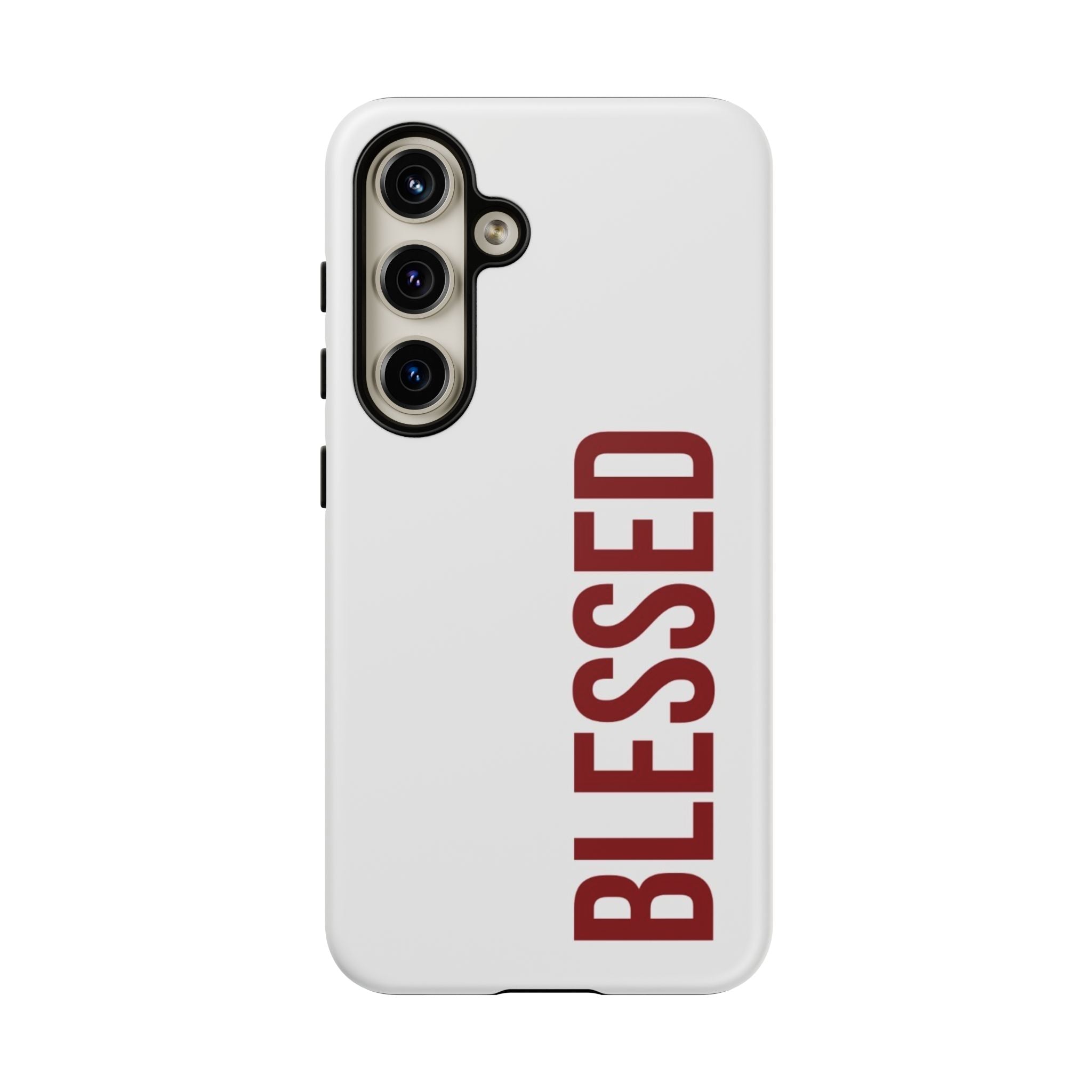 Blessed Vertical Phone Case — Protective Slim iPhone Cover with Red 'BLESSED' Text