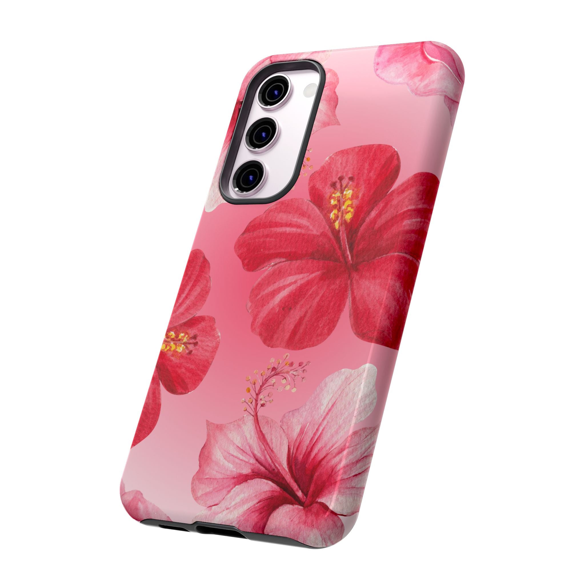 Hibiscus Pink Tough Phone Case — Floral Tropical Protective Cover
