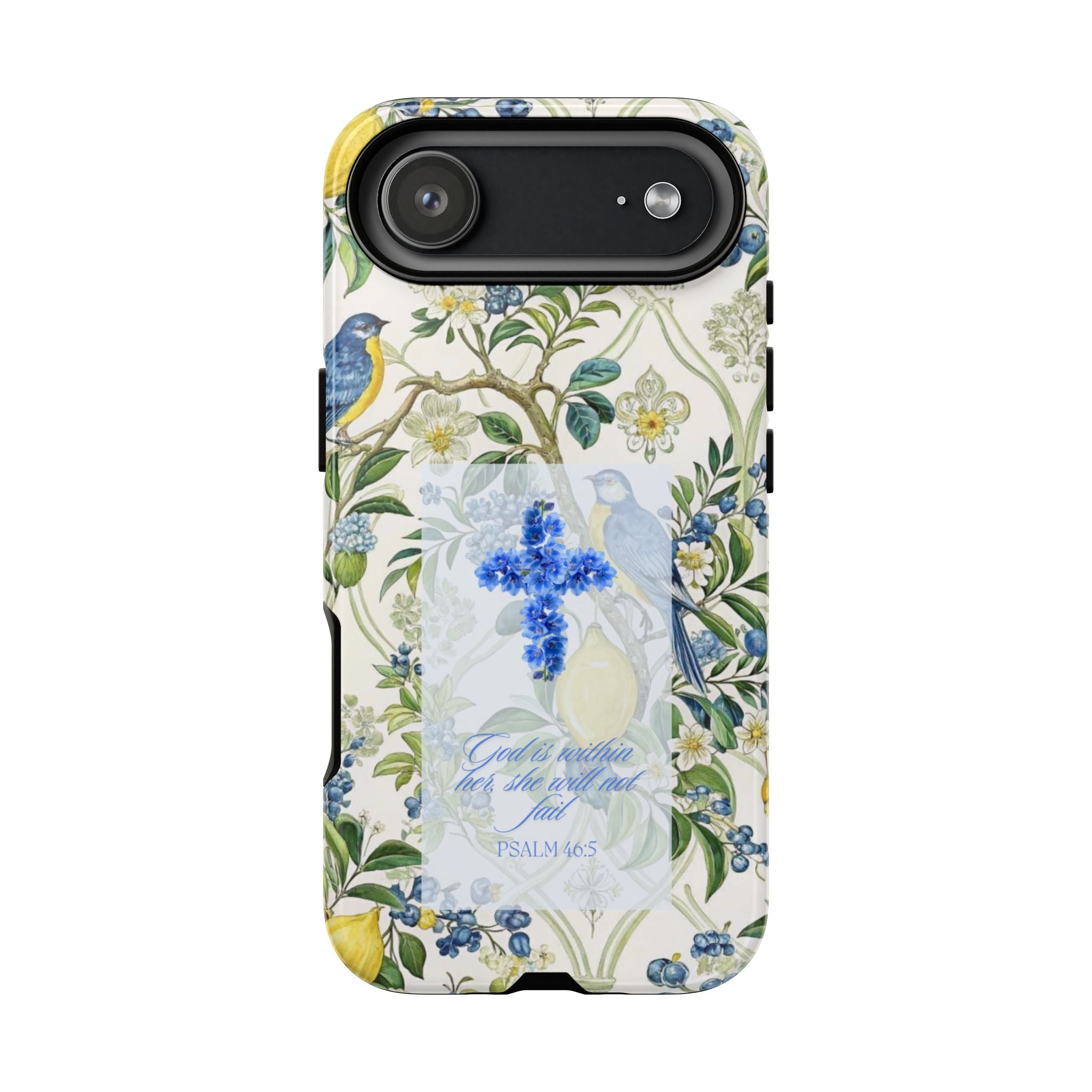 Floral Cross Tough Phone Case — Psalms Blessing Protective Cover