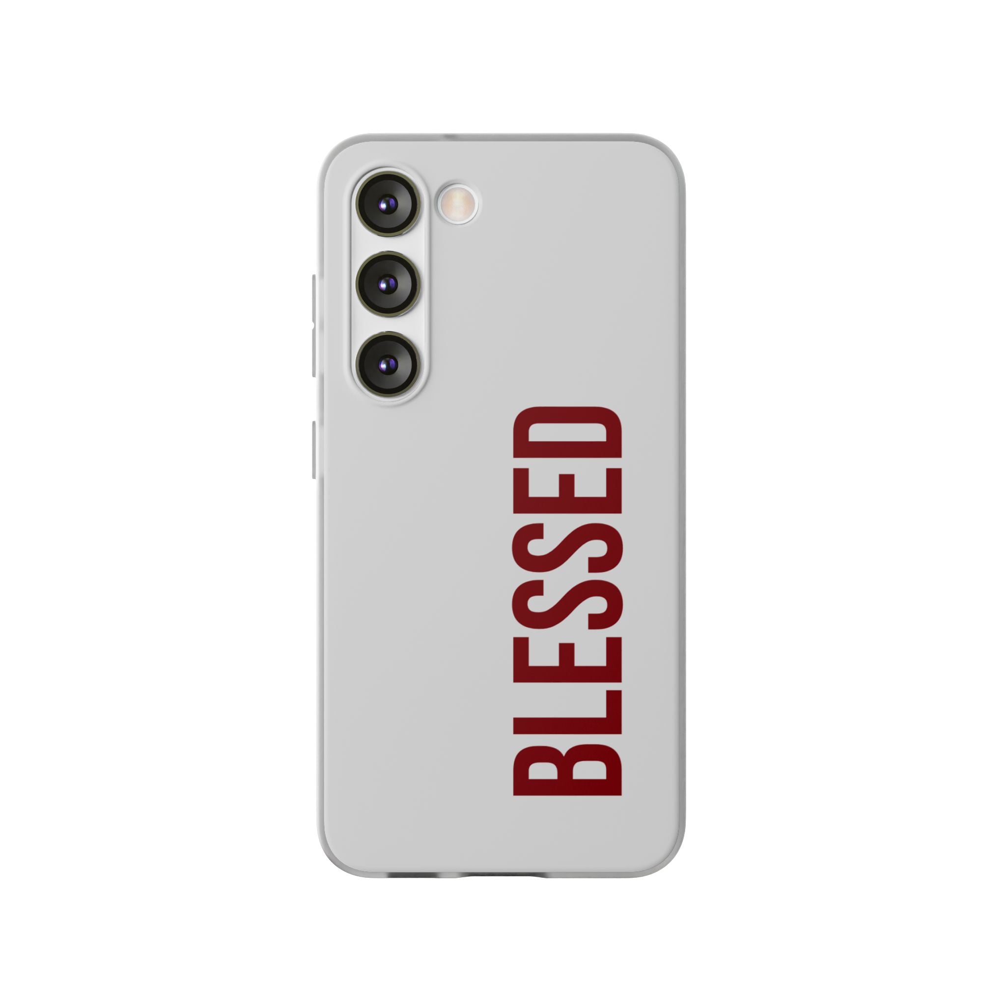 Blessed Phone Case — Vertical Red Typography Clear Flexi Case