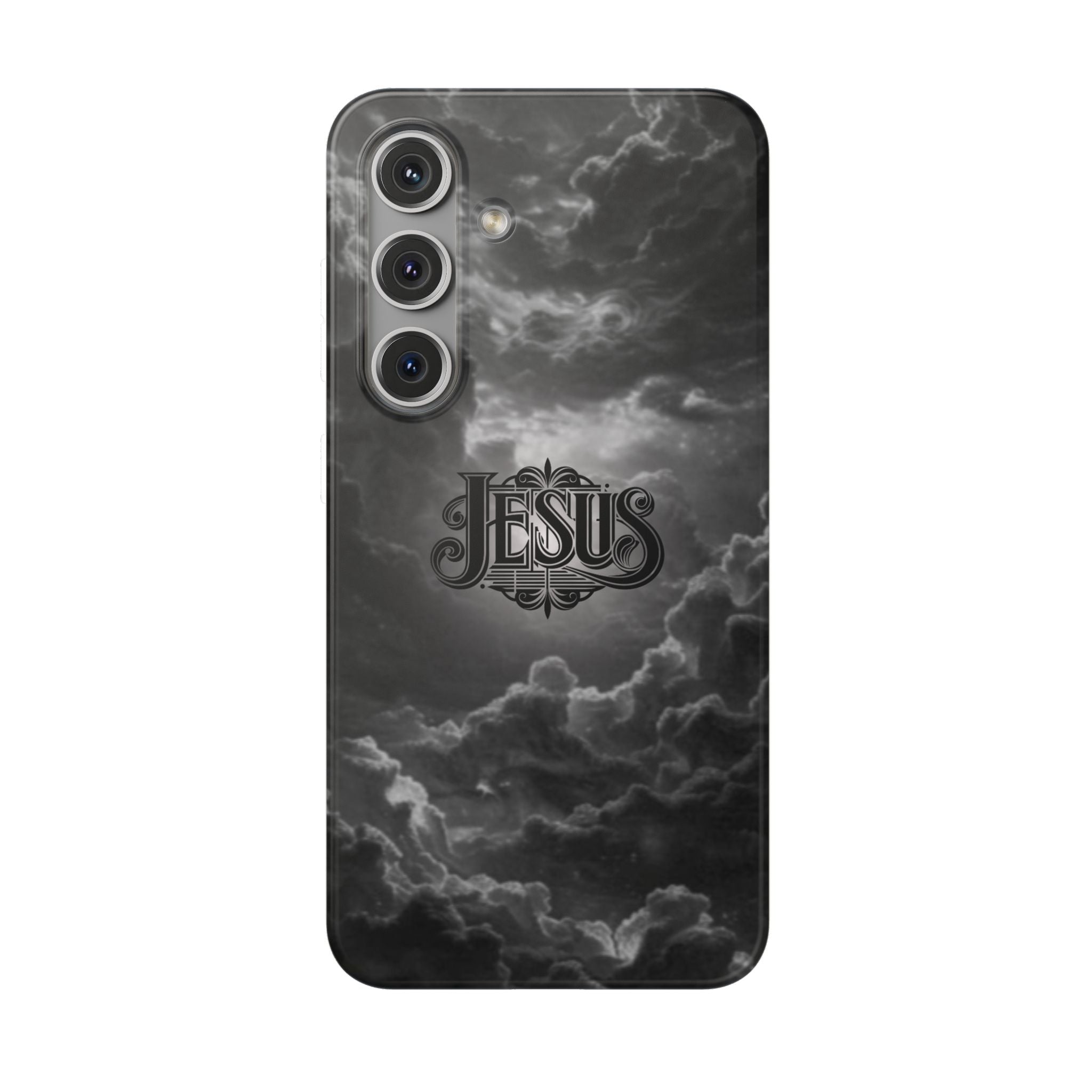 Jesus Cloud Phone Case — Faith-Inspired Flexi Case with 'Jesus' Script