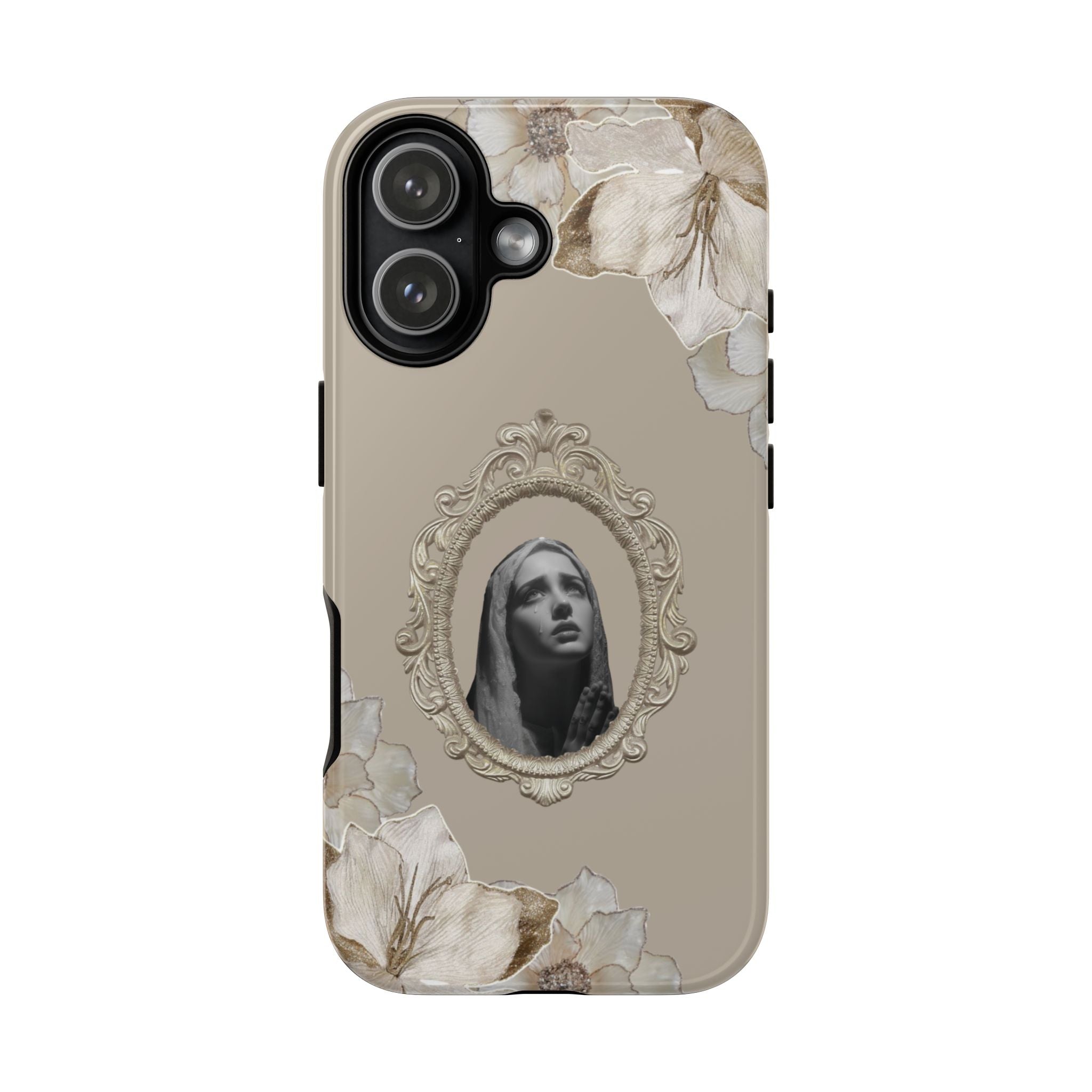 Vintage Floral Phone Case with Sacred Madonna Portrait