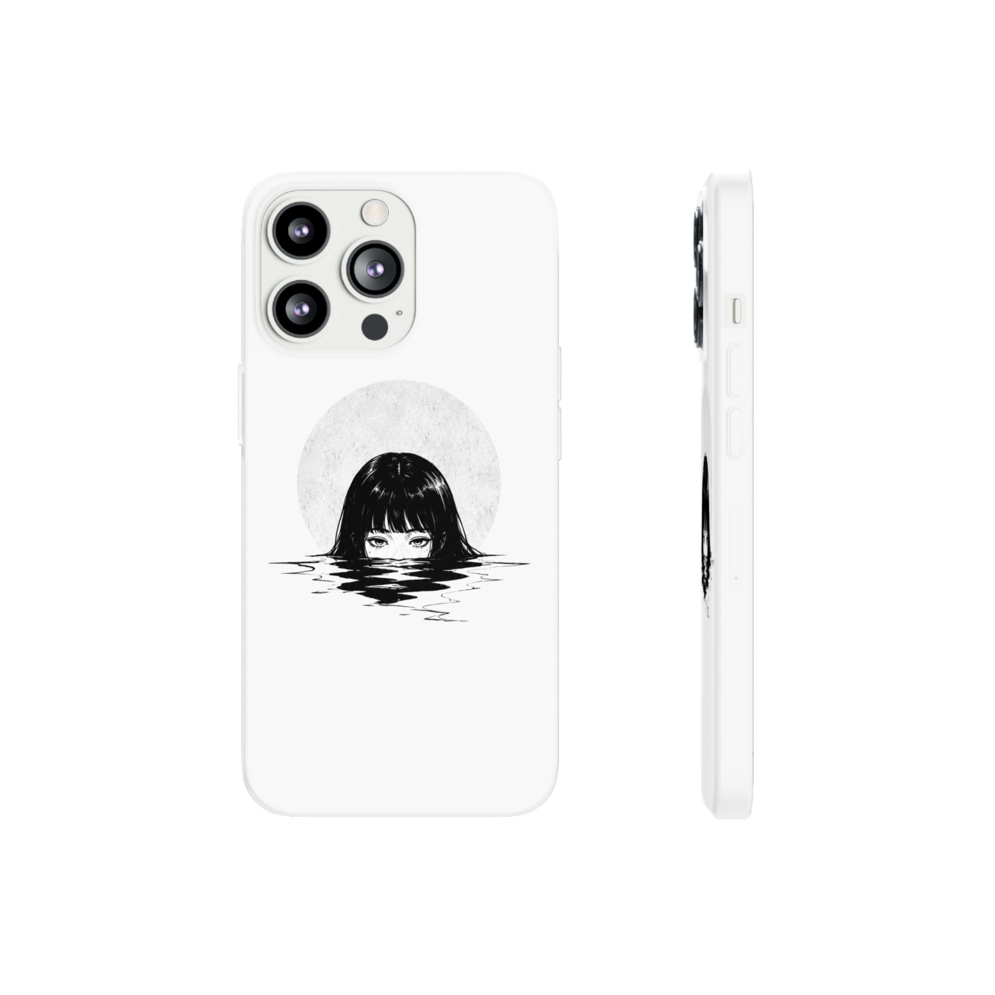 Minimalist Creepy Girl Moon Design