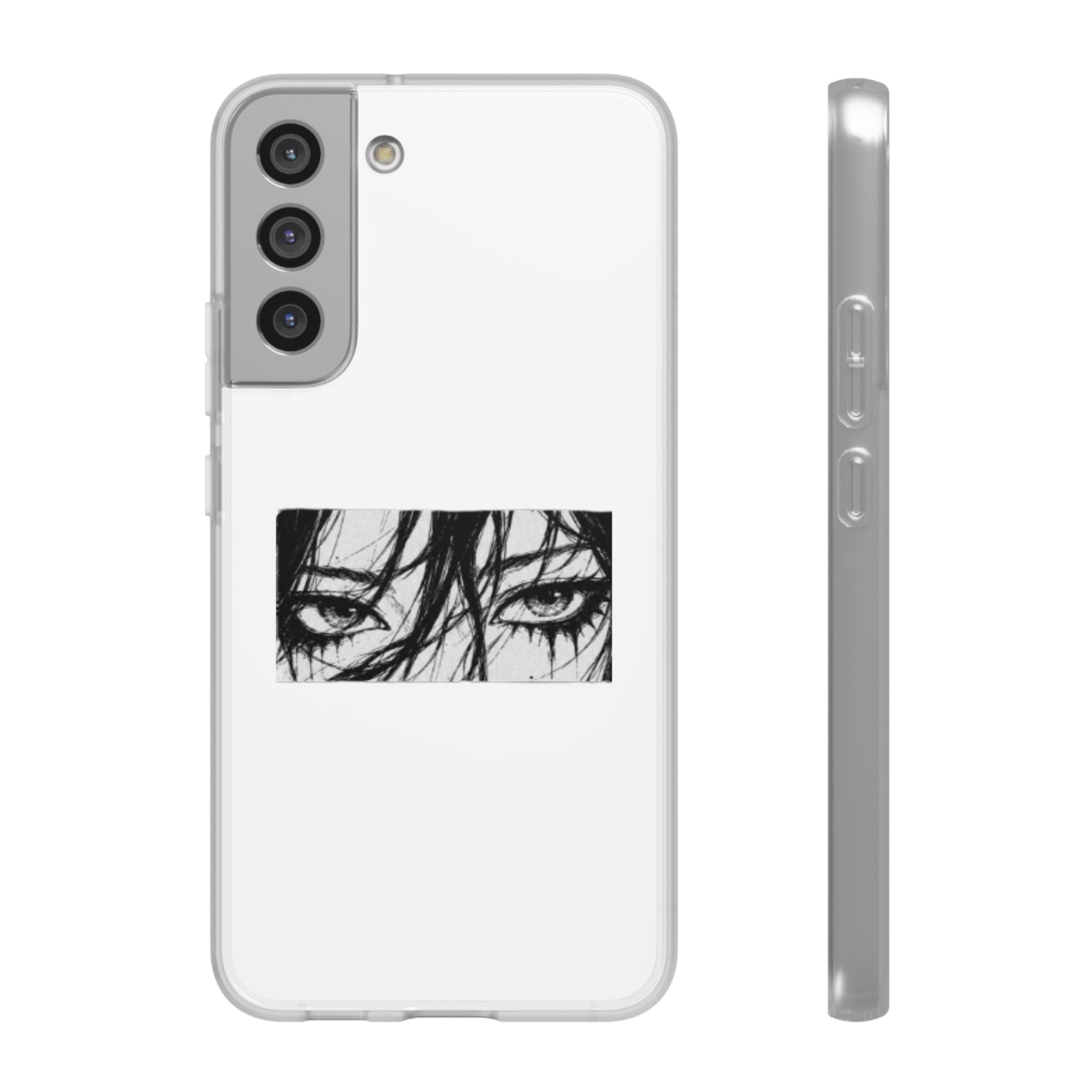 Anime Eyes Illustration Phone Case - Moody Black & White Flexi Case