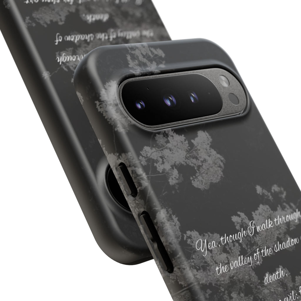 Bible Verse Phone Case — Psalm 23:4 Comfort Black Protective Cover