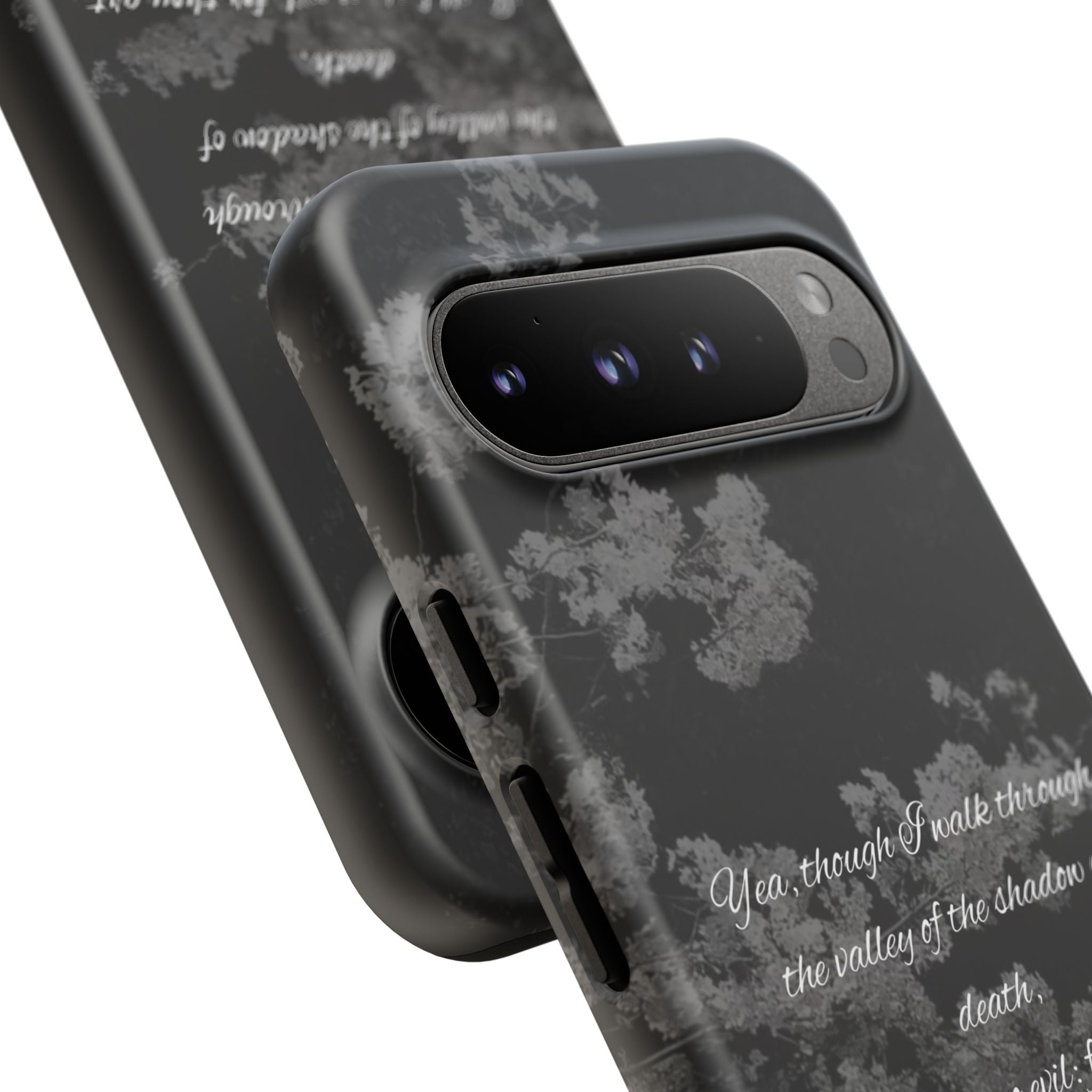 Bible Verse Phone Case — Psalm 23:4 Comfort Black Protective Cover