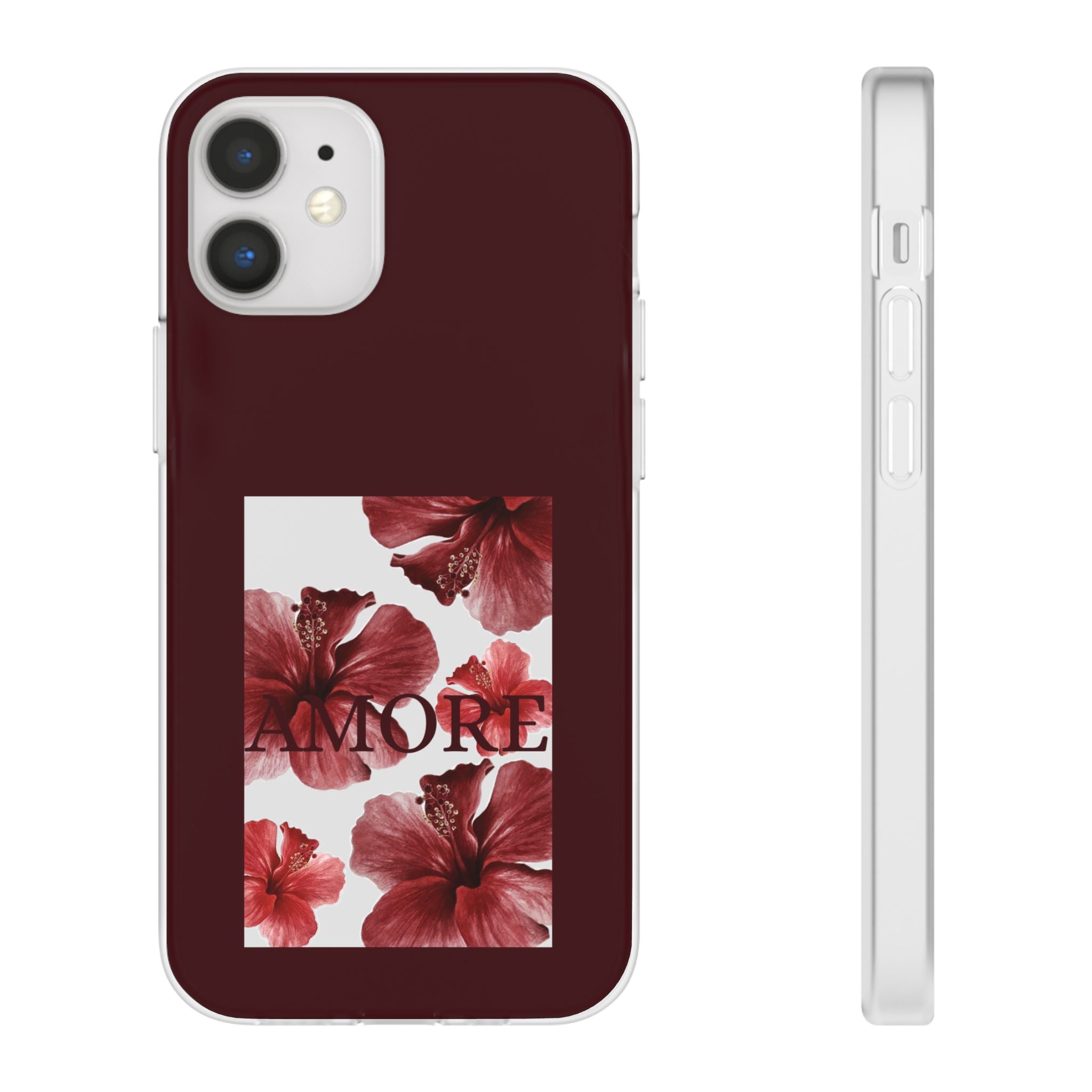 Floral Amore Phone Case — Burgundy Hibiscus Flexible Protection
