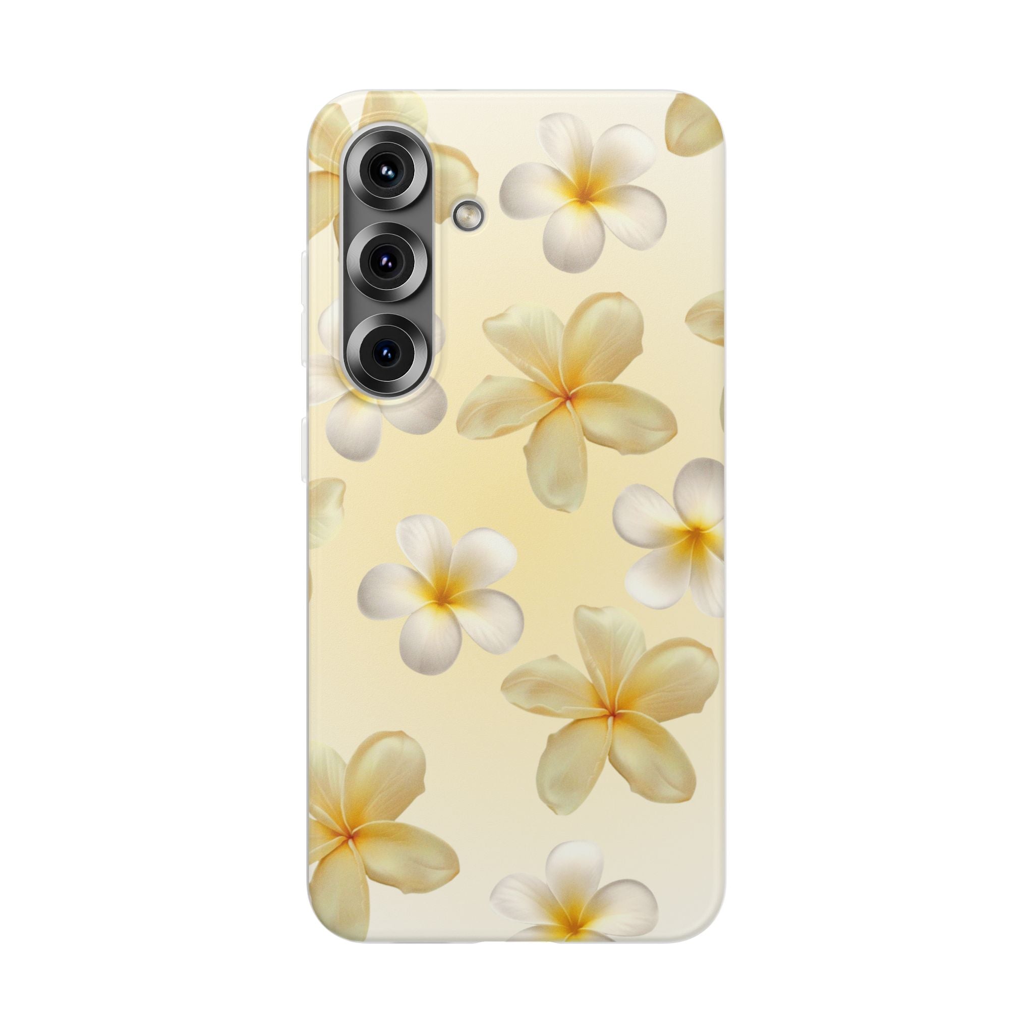 Plumeria Floral Flexi Phone Case — Tropical Yellow Flower Protective Cover