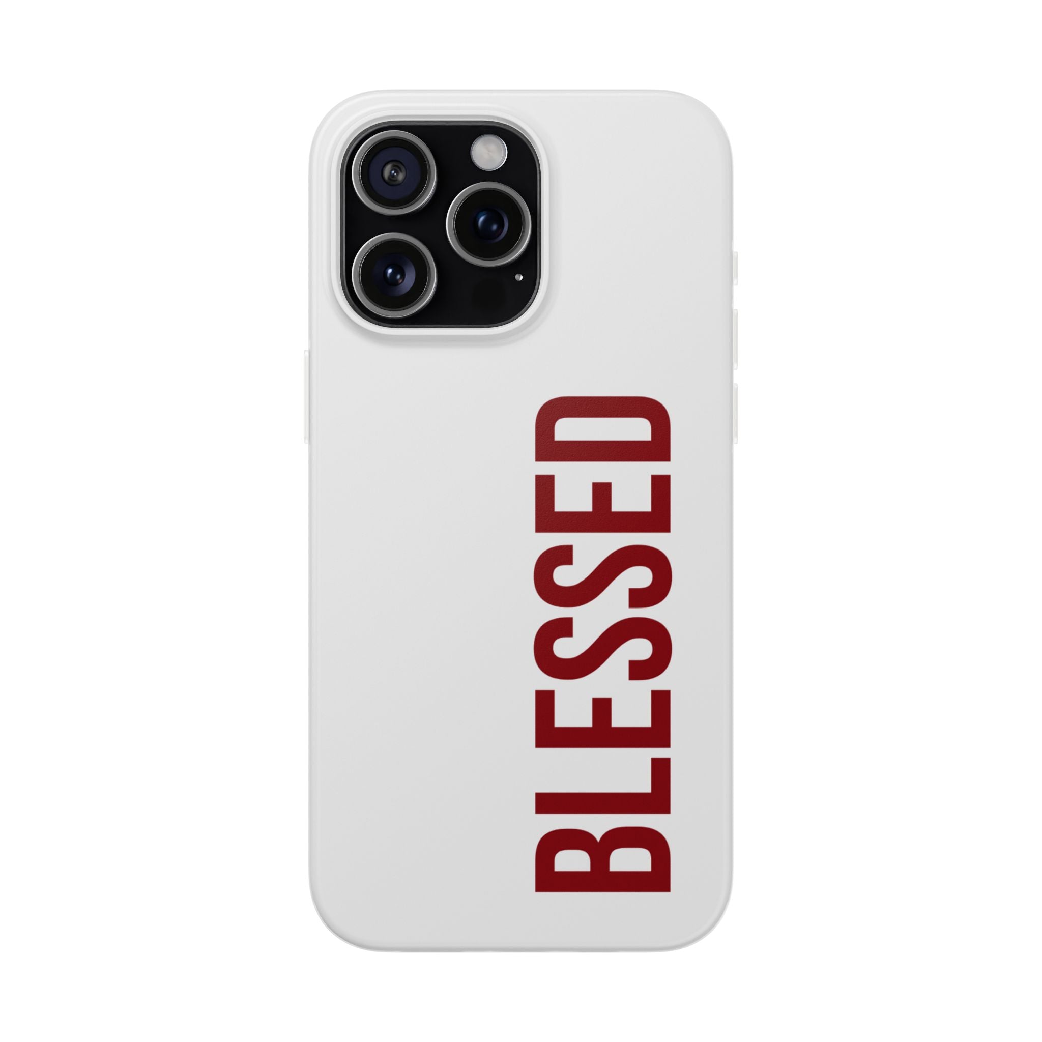 Blessed Phone Case — Vertical Red Typography Clear Flexi Case