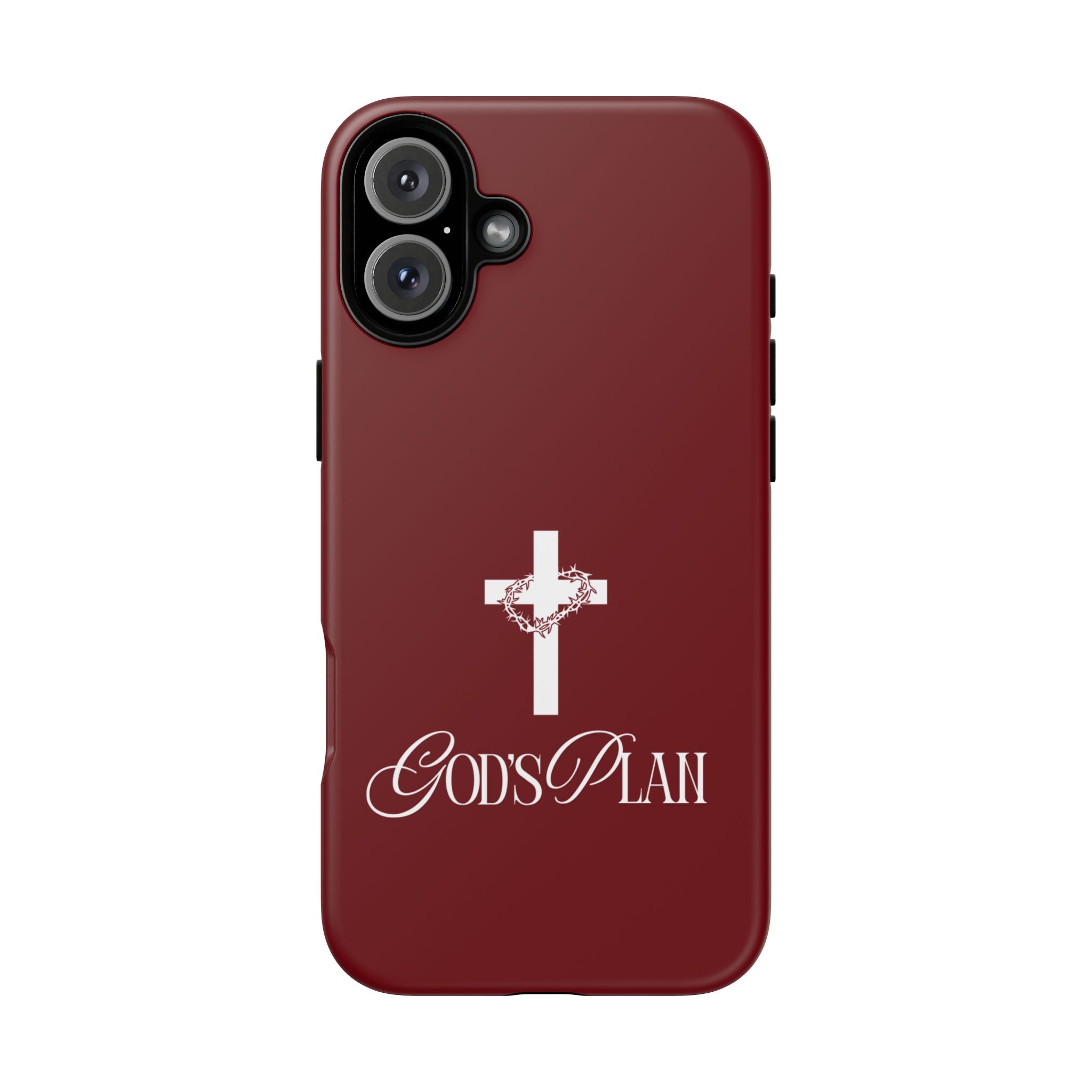God's Plan — Christian Tough Phone Case | Cross Faith Burgundy Cover