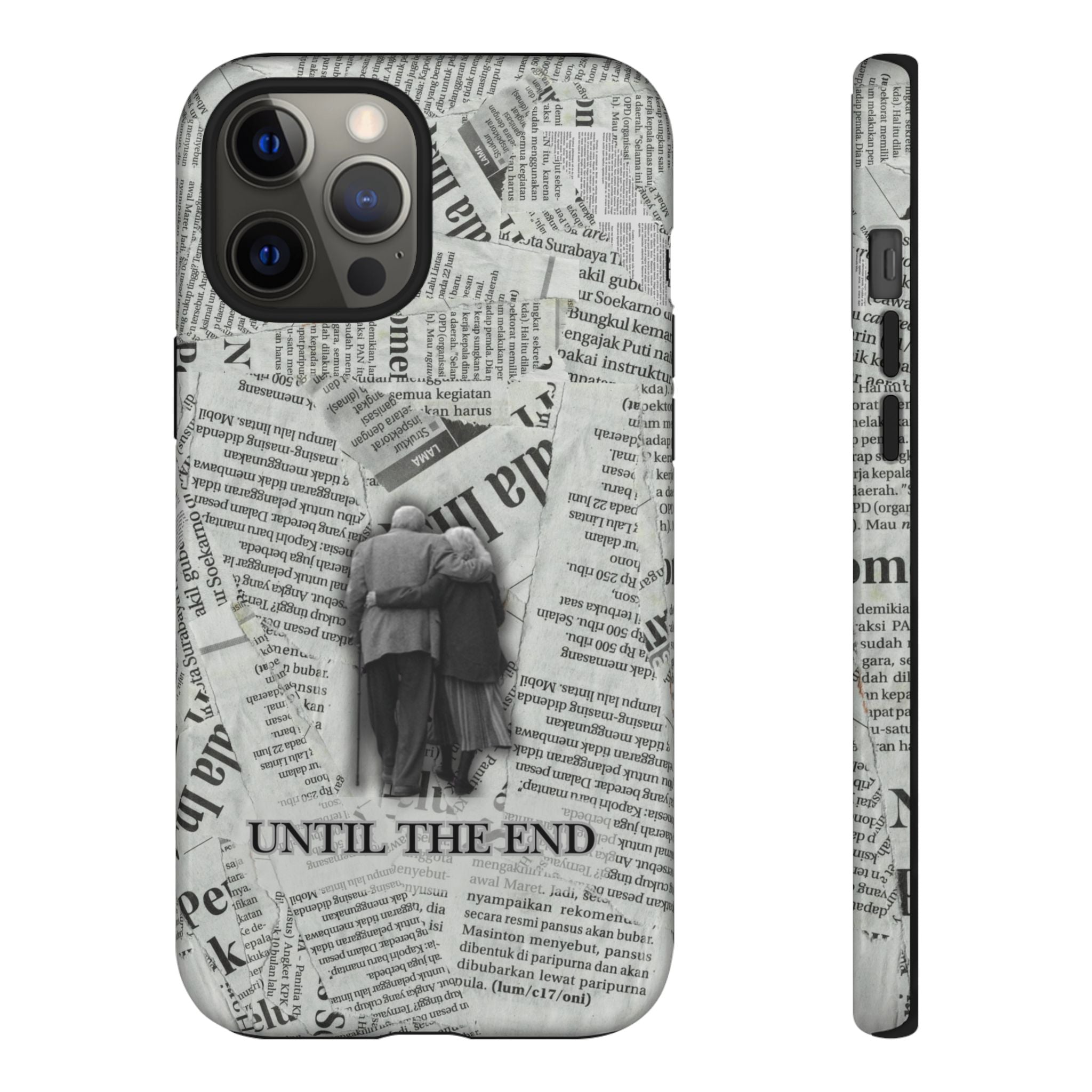 Until the End Newspaper Collage Phone Case