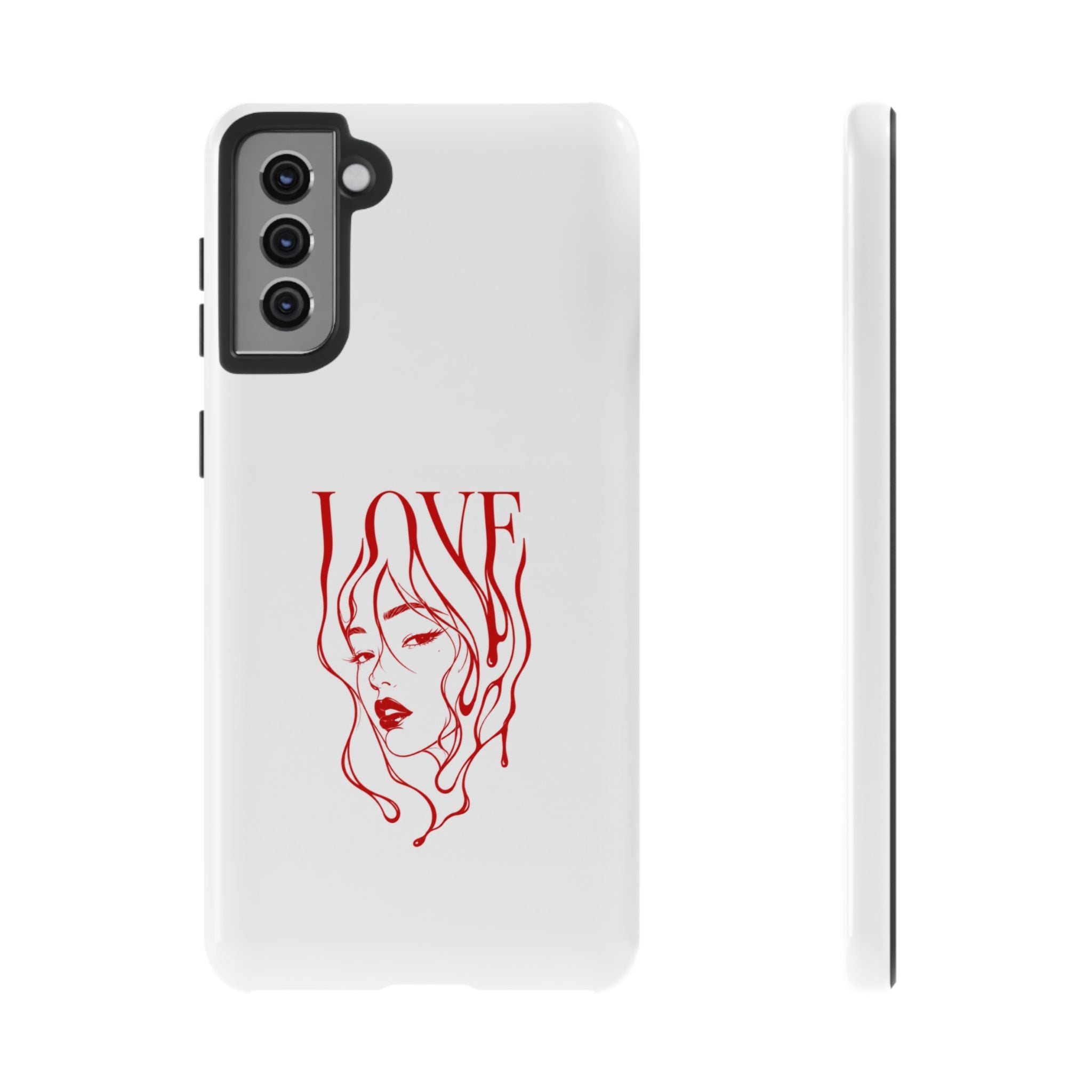 Red Line Art 'Love' Face Design - Tough Case