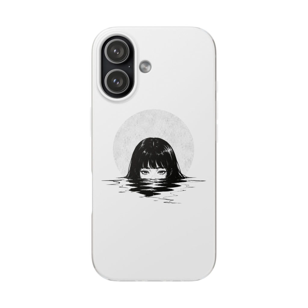 Minimalist Creepy Girl Moon Design