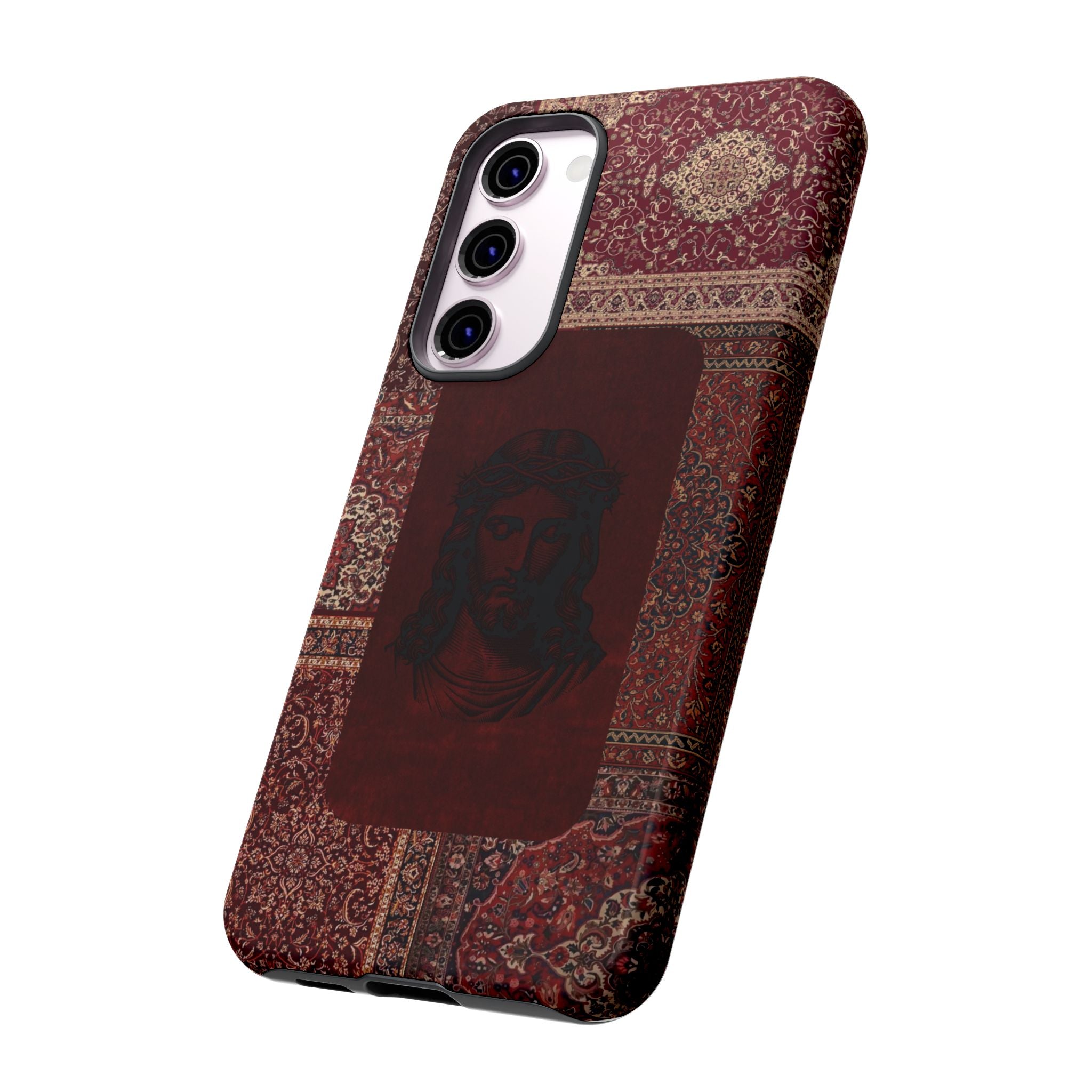 Religious Vintage Rug Phone Case — Jesus Portrait Tough Case