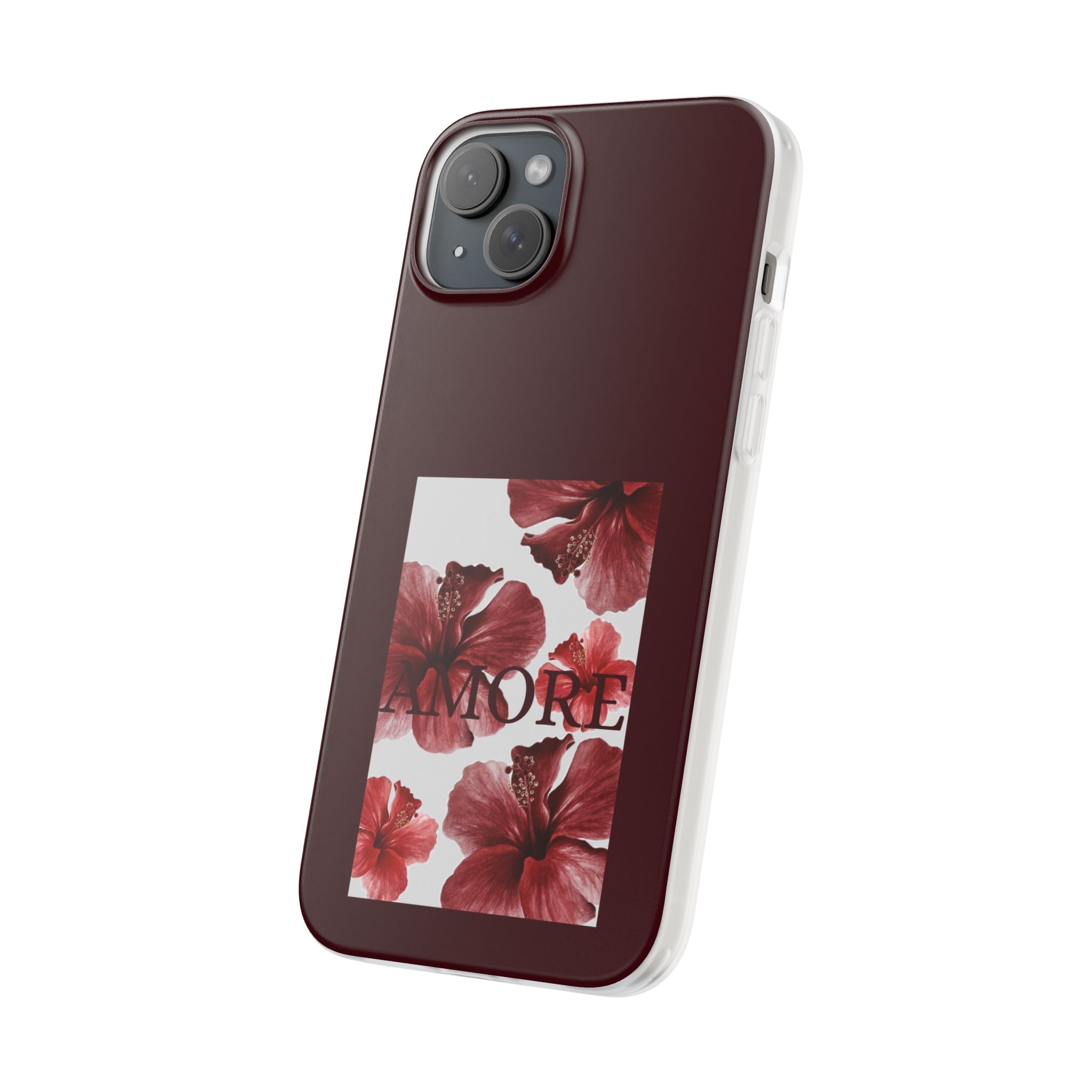 Floral Amore Phone Case — Burgundy Hibiscus Flexible Protection