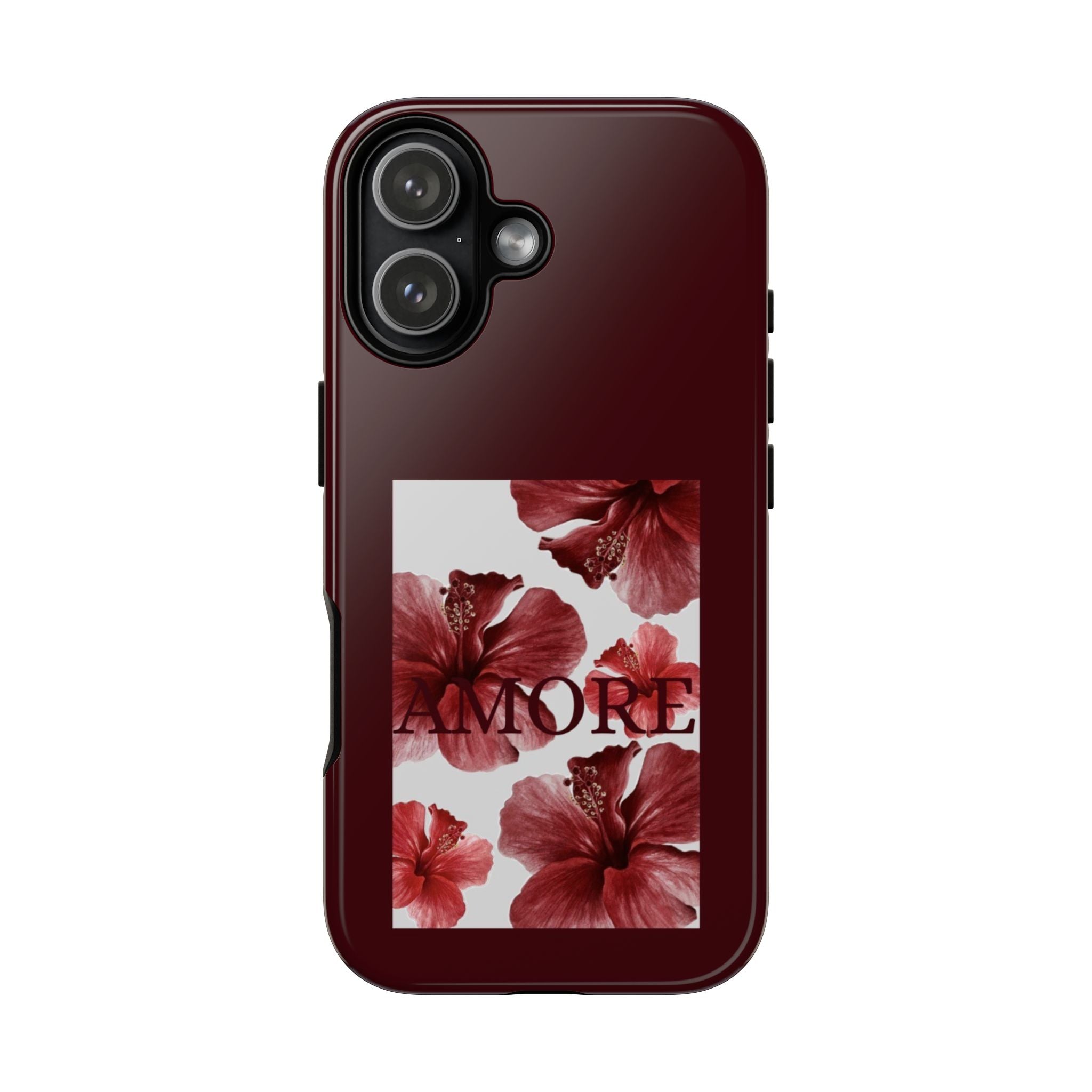 Amore Floral Phone Case — Burgundy Tough Protective Cover