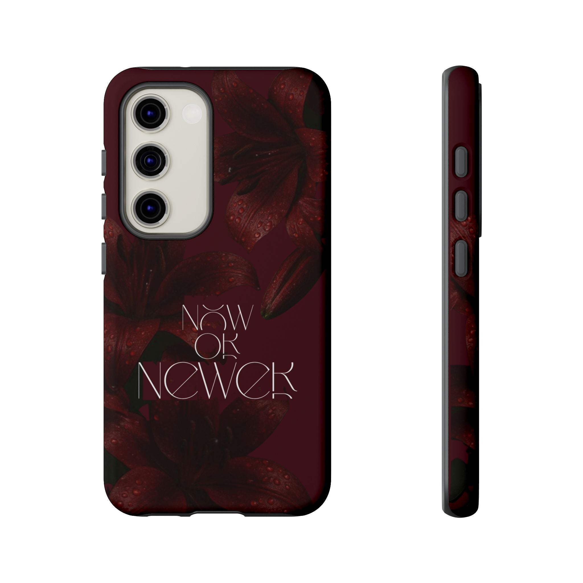 Tough Cases – Burgundy Floral “Now or Never” Protective Phone Case
