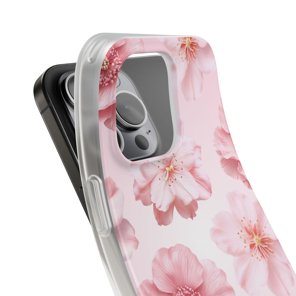 Pink Cherry Blossom Phone Case — Floral Slim Flexi Case for iPhone