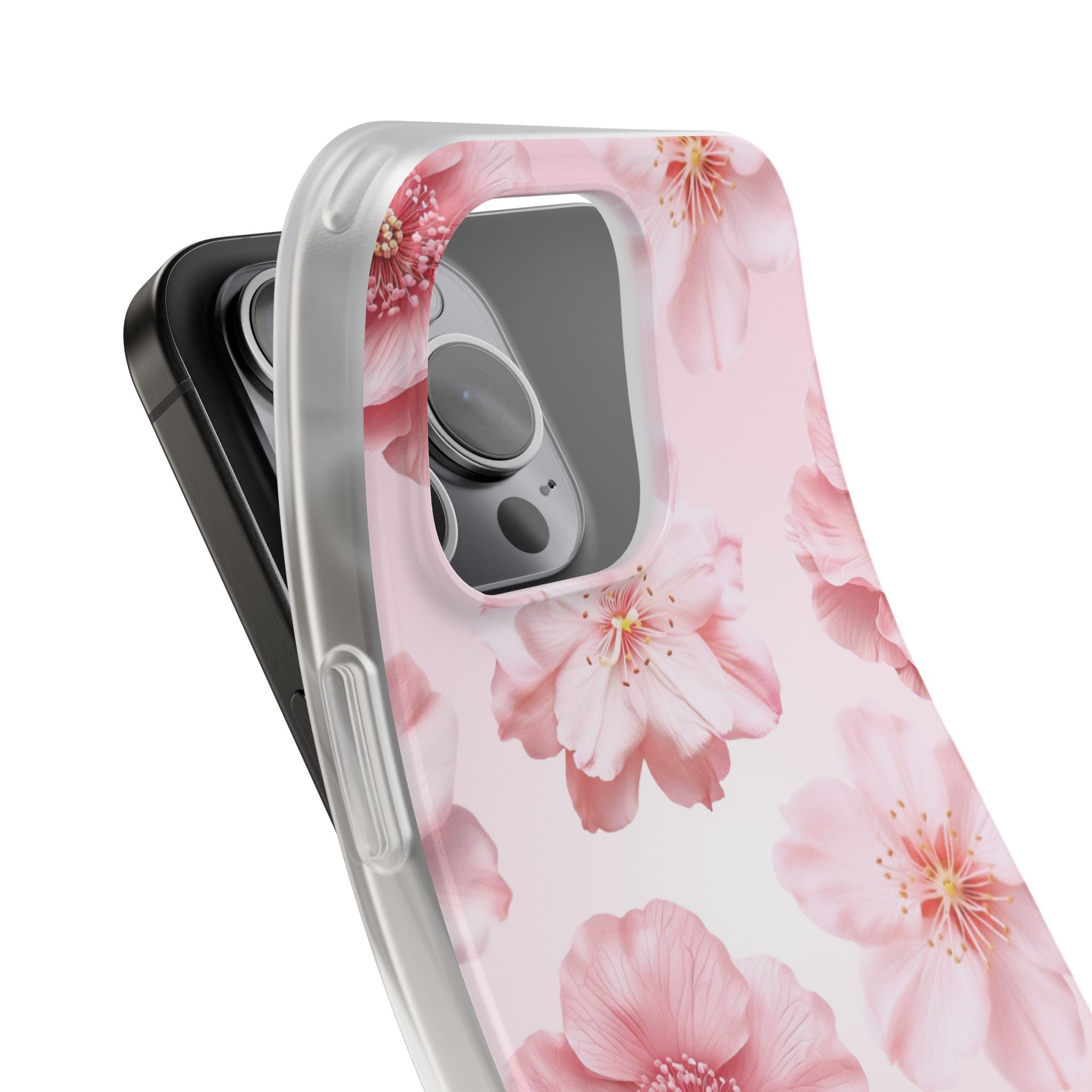 Pink Cherry Blossom Phone Case — Floral Slim Flexi Case for iPhone