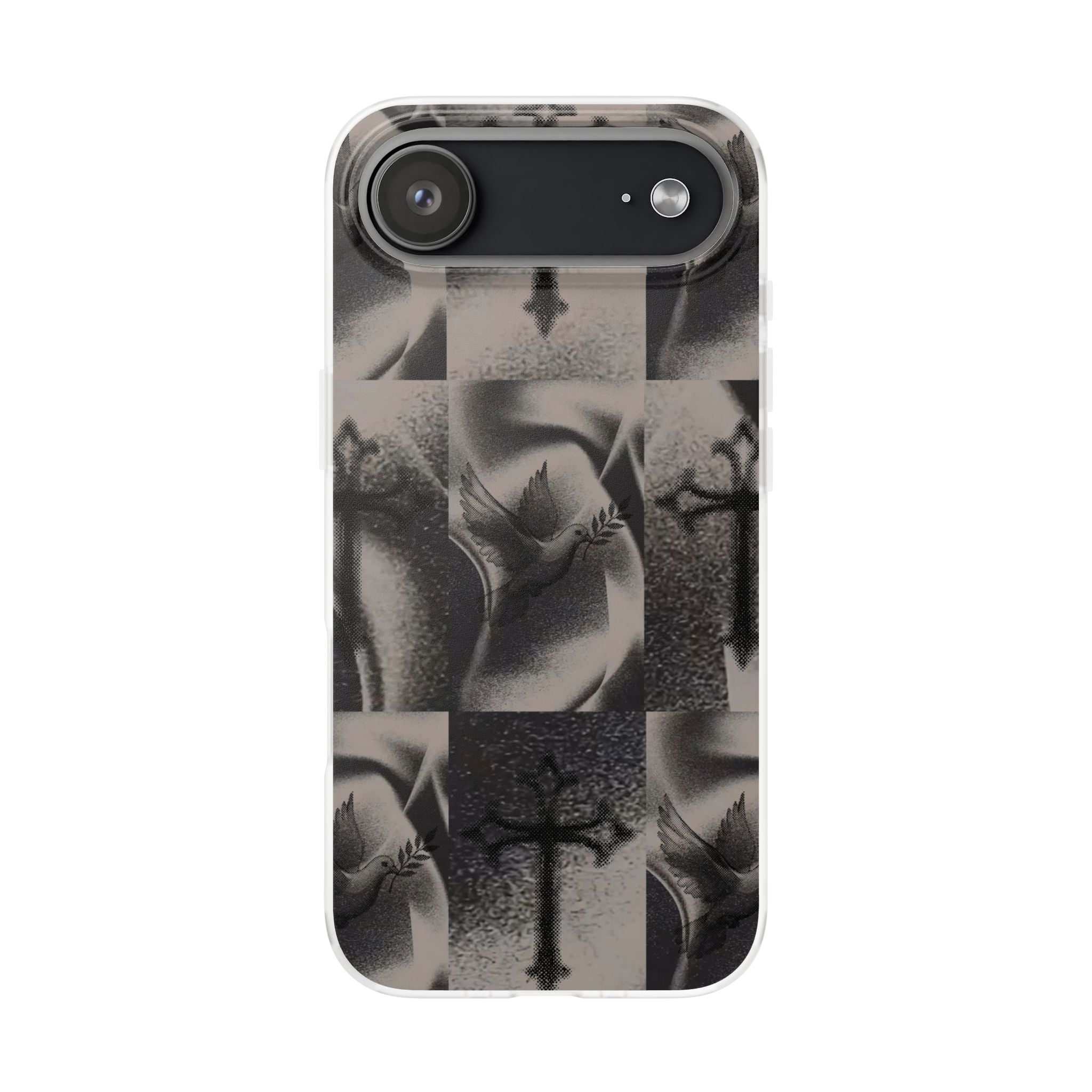 Phone Case — Dove & Cross Checkerboard Design