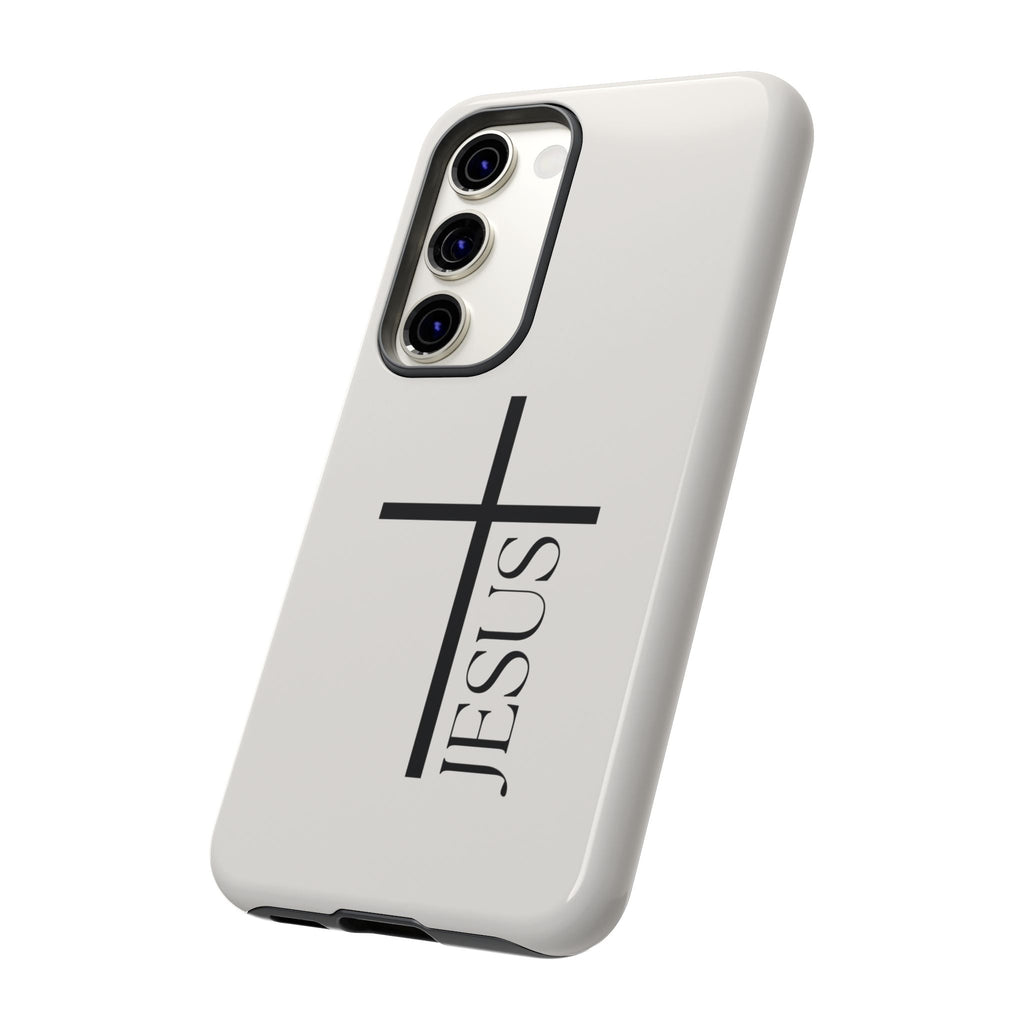Christian Cross Phone Case - JESUS Vertical Minimalist iPhone Cover