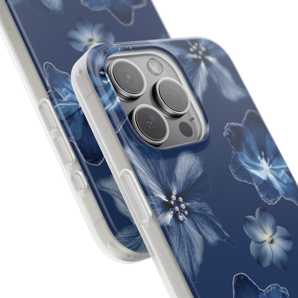 Floral Blue Phone Case — Navy Watercolor Blossom Flexi Case