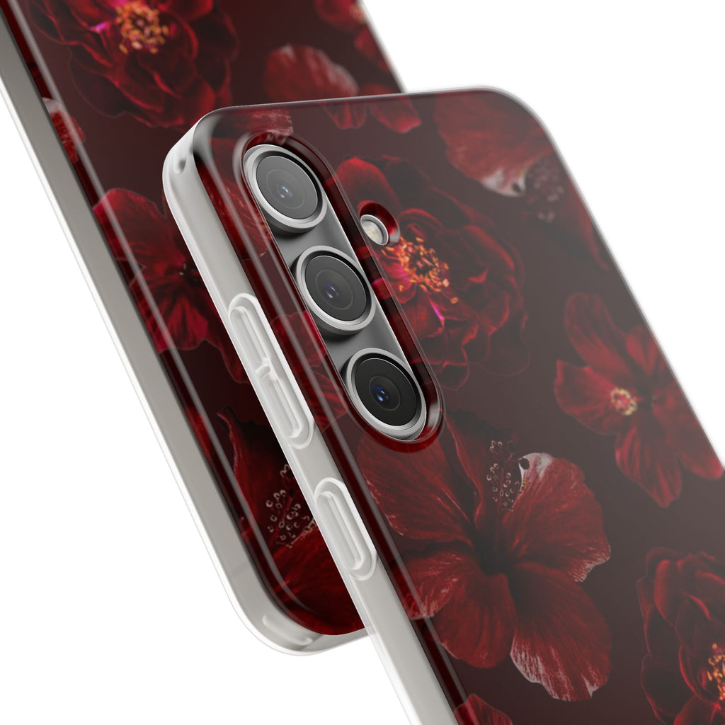 Red Floral Flexi Case — Dark Rose Phone Case