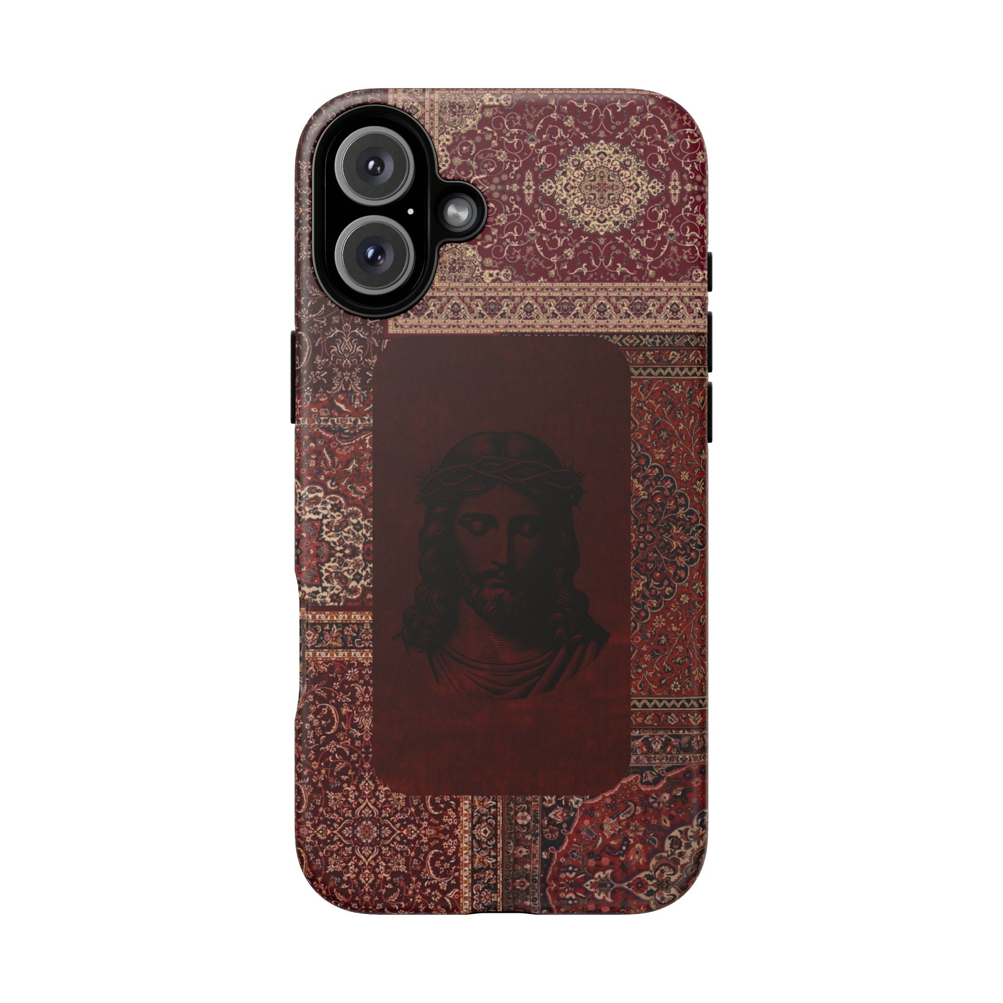 Religious Vintage Rug Phone Case — Jesus Portrait Tough Case