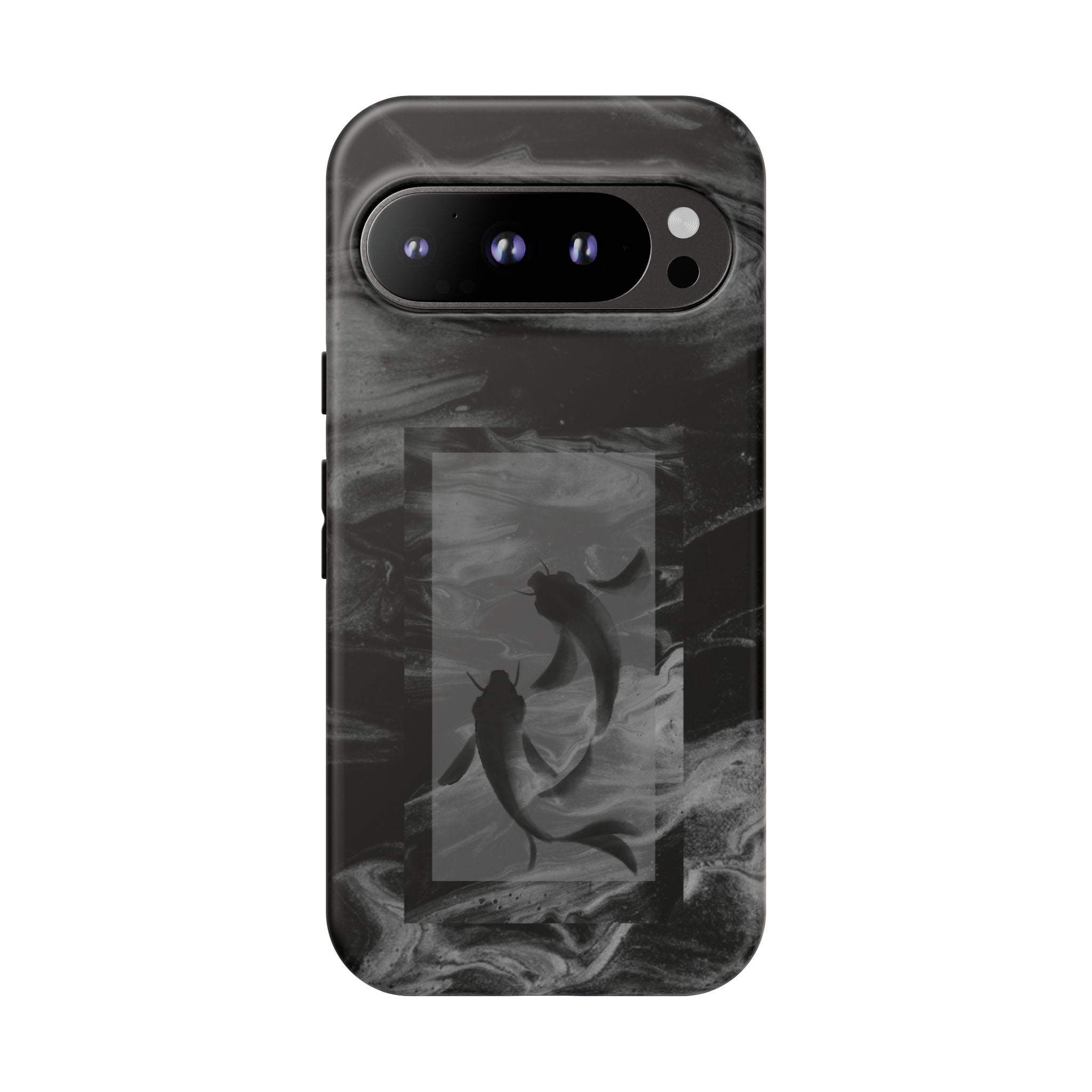 Koi Yin-Yang Marble Phone Case – Black Smoky Art Protection