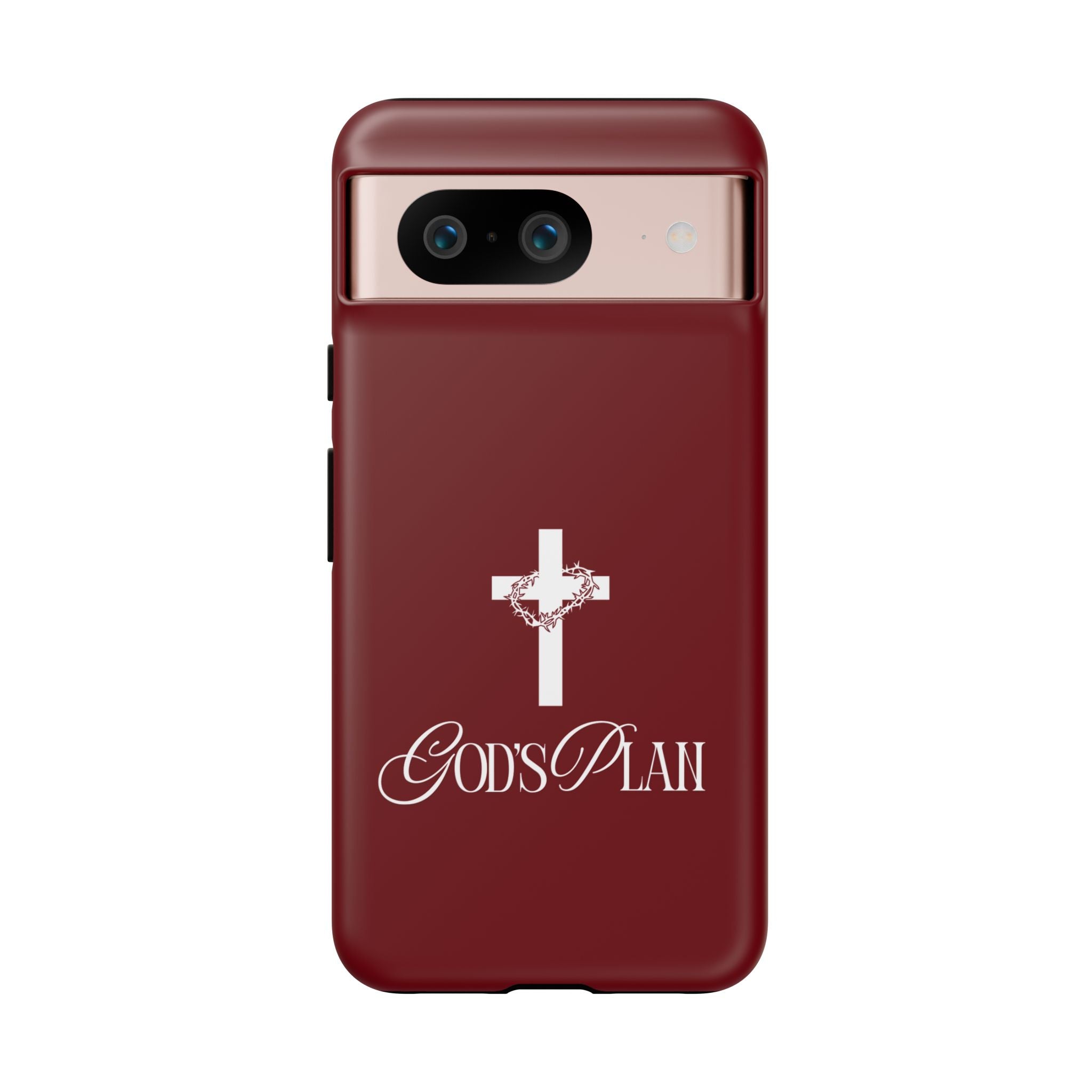 God's Plan — Christian Tough Phone Case | Cross Faith Burgundy Cover