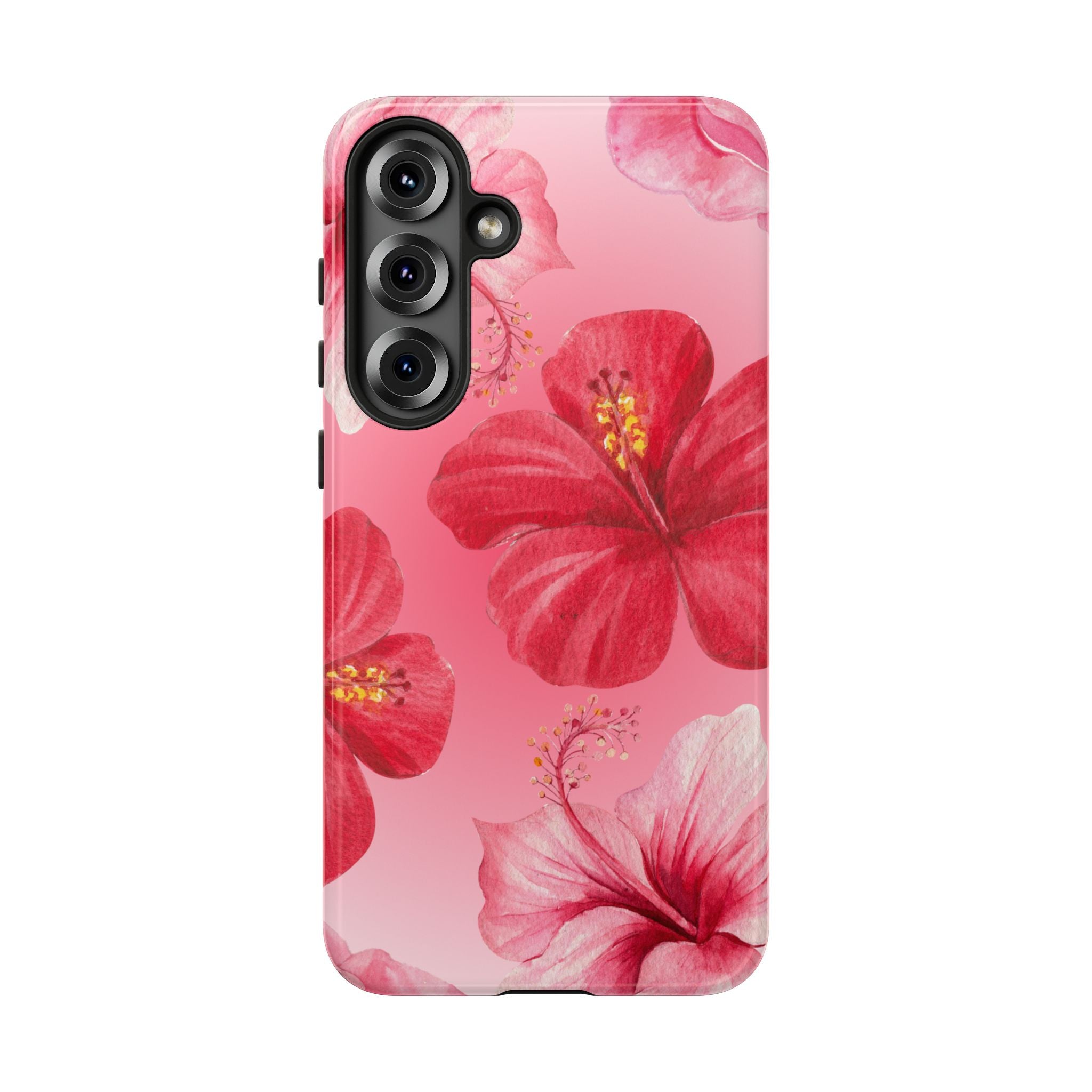 Hibiscus Pink Tough Phone Case — Floral Tropical Protective Cover