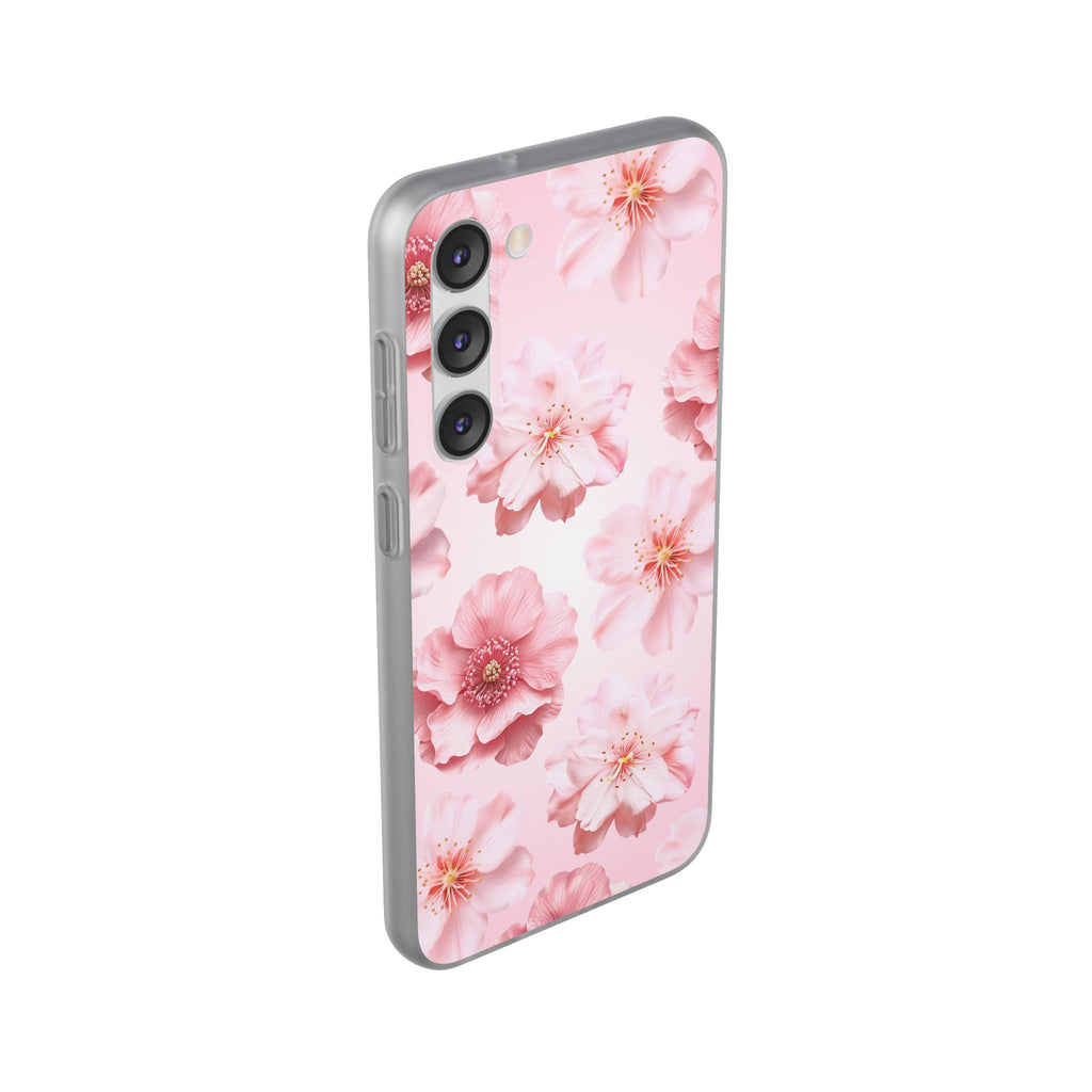 Pink Cherry Blossom Phone Case — Floral Slim Flexi Case for iPhone
