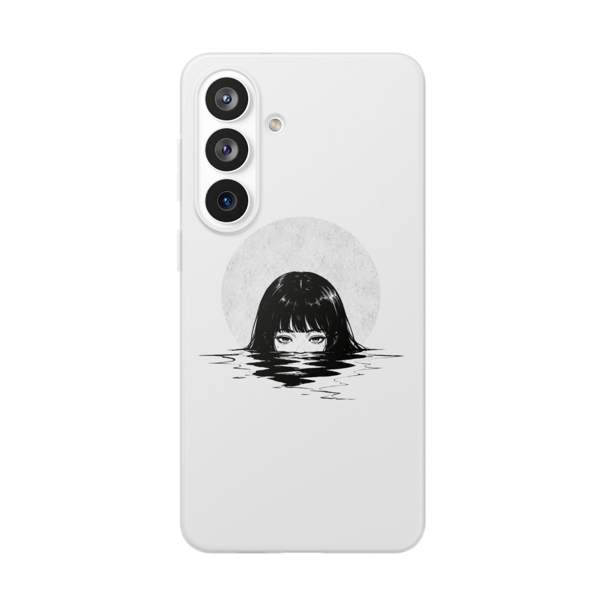 Minimalist Creepy Girl Moon Design