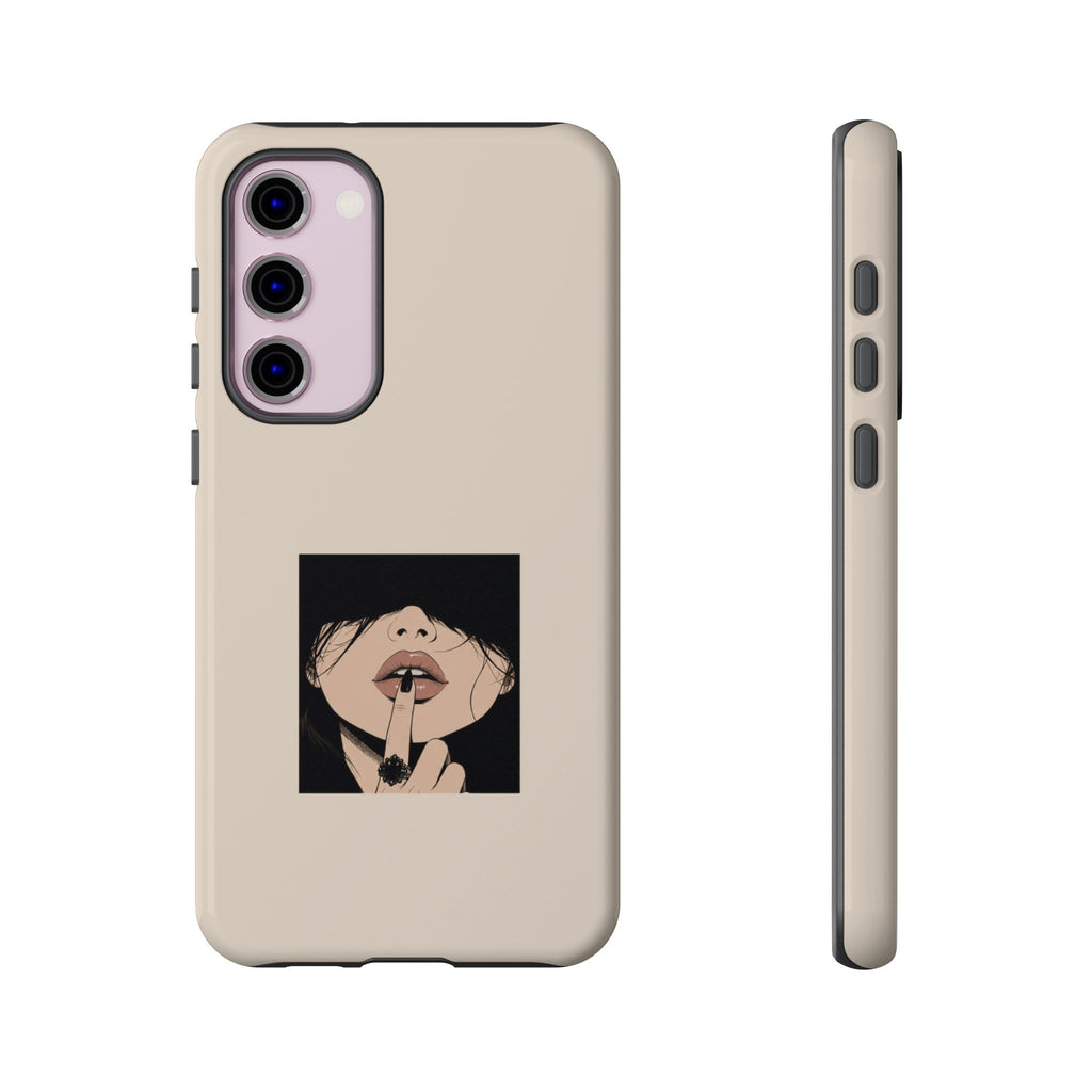 Minimal Anime Girl Shh Design, Edgy Aesthetic Protective Cover