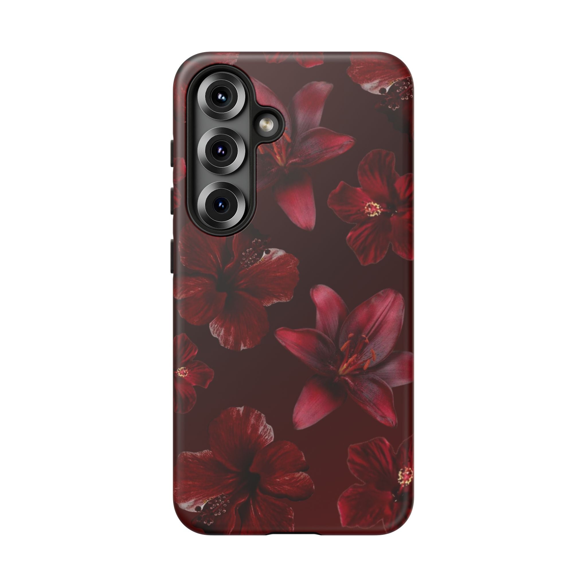 Tough Cases - Dark Red Floral Phone Case