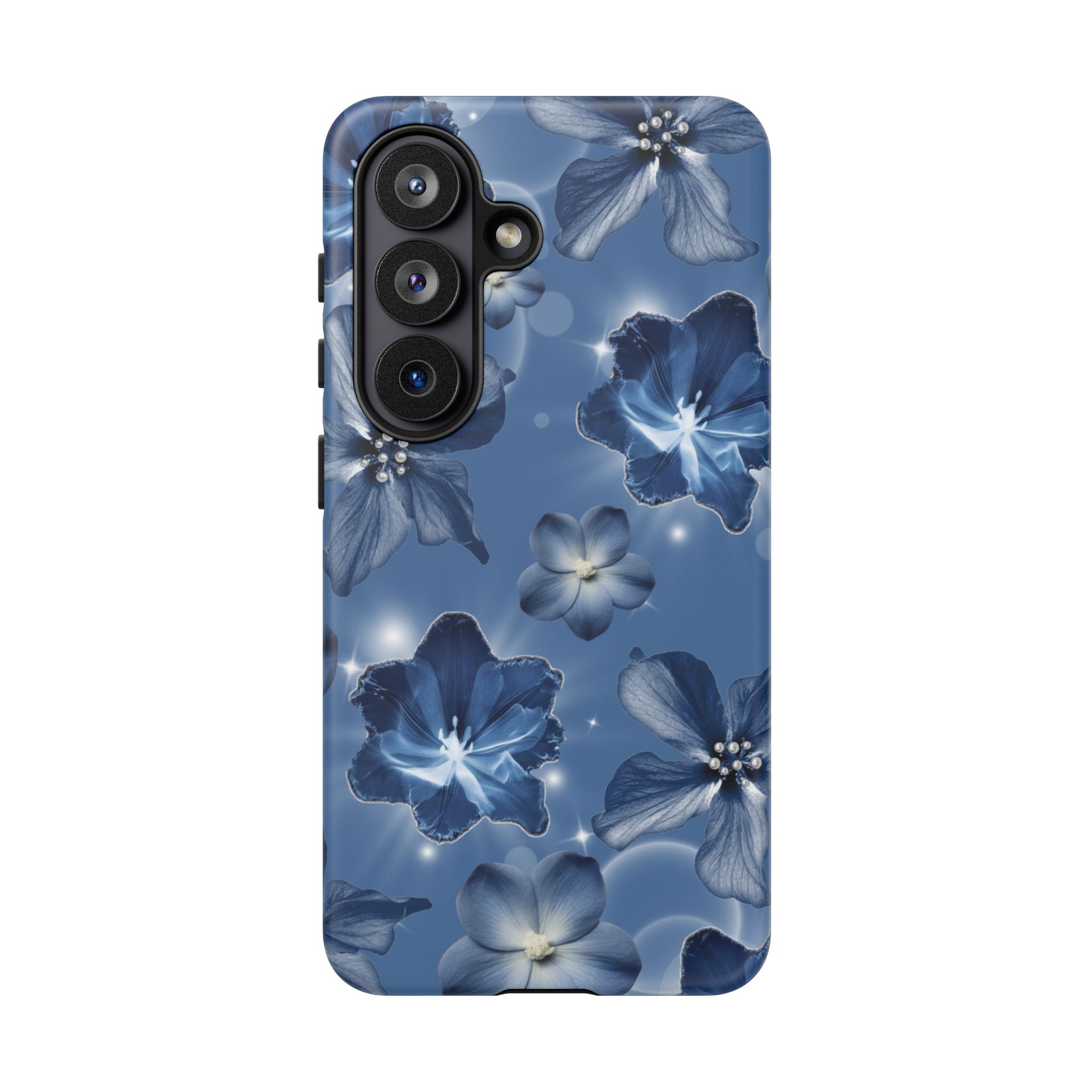 Blue Floral Tough Phone Case — Protective Blossom Design