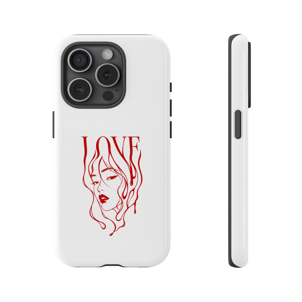 Red Line Art 'Love' Face Design - Tough Case