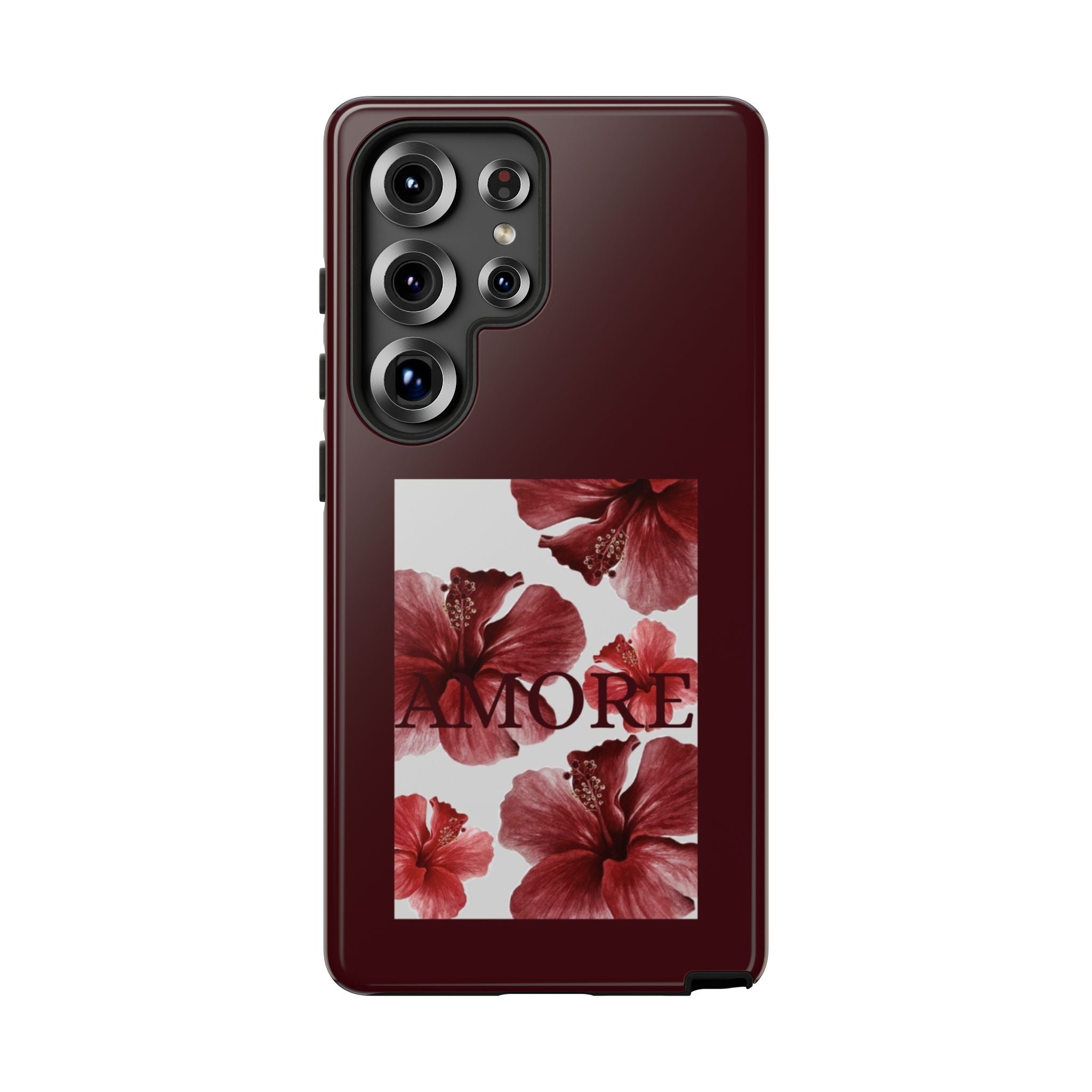 Amore Floral Phone Case — Burgundy Tough Protective Cover