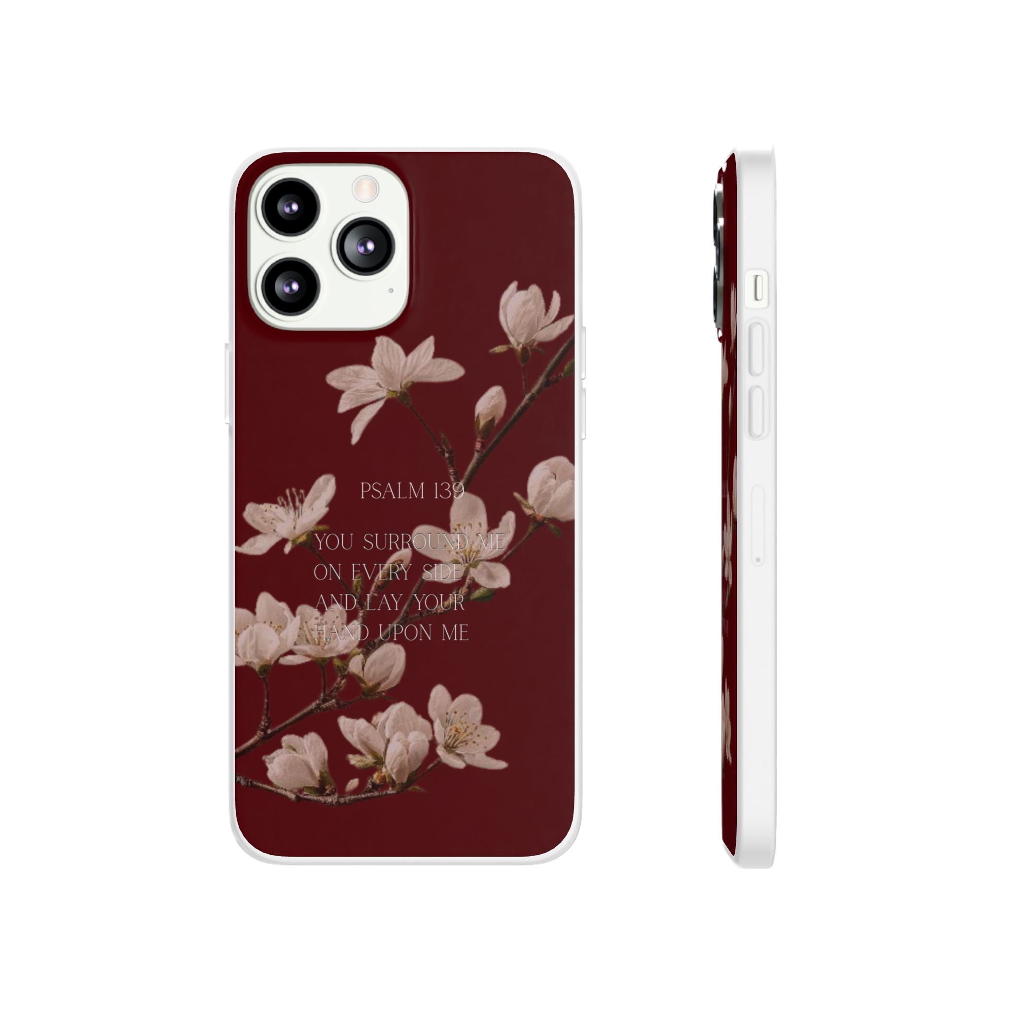 Floral Psalm Phone Case — Psalm 139 Scripture Cherry Blossom iPhone Cover
